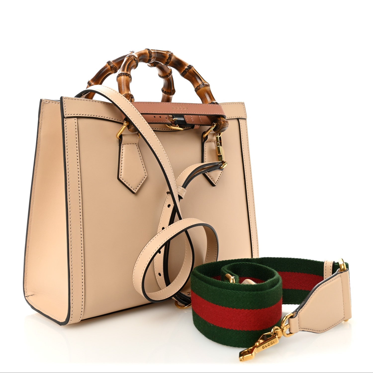 Charisma Calfskin Gucci Embossed Web Diana Tote Bag Pink