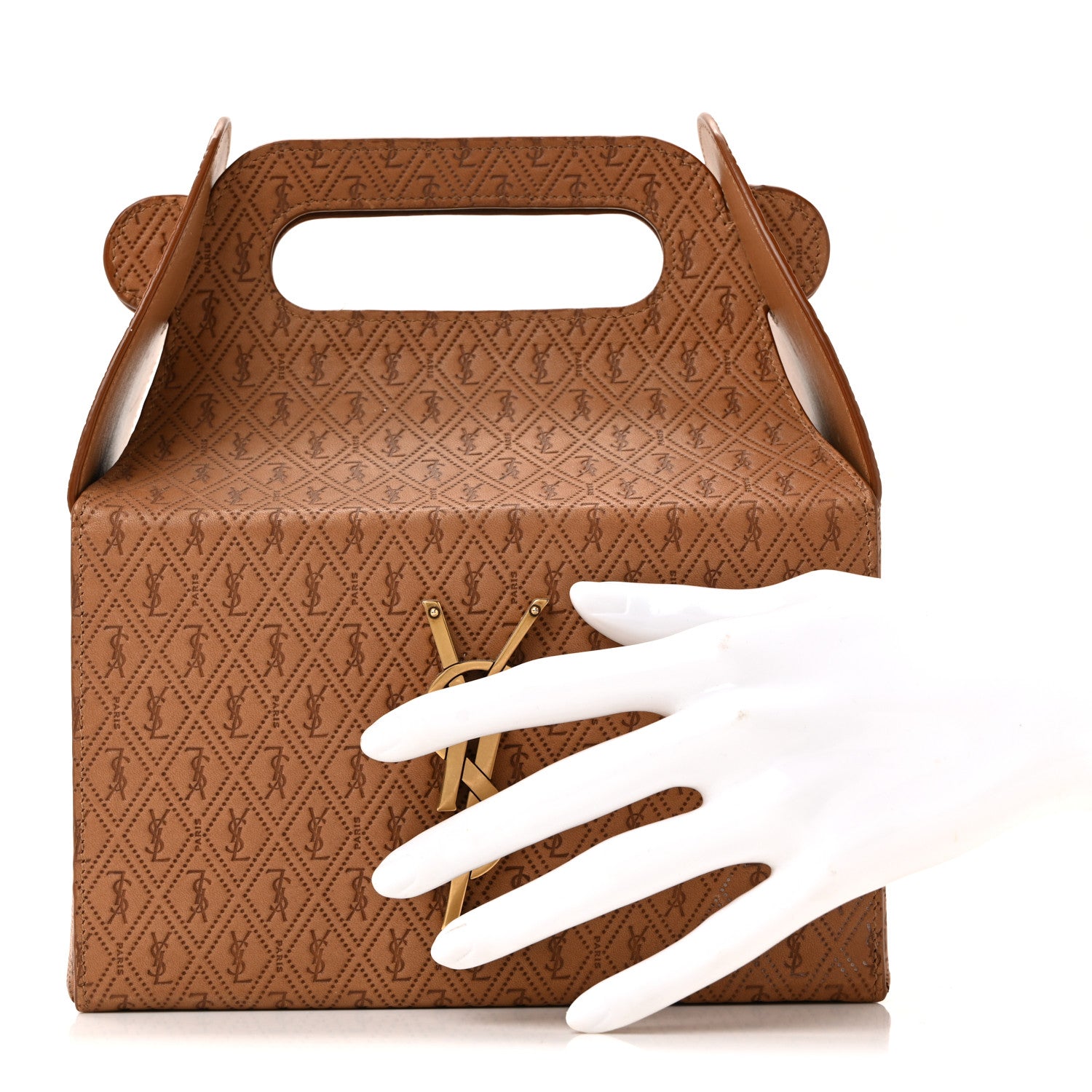 Calfskin Monogram Take Away Box Dusty Vintage Brown Gold