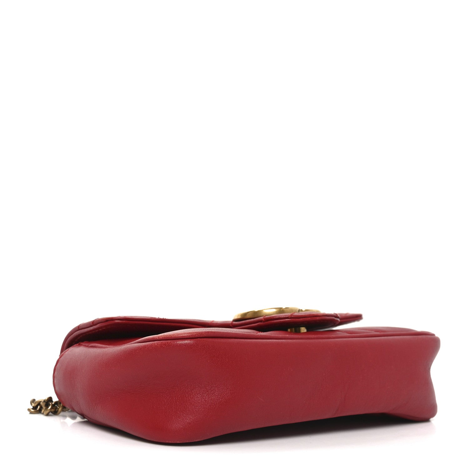 Calfskin Matelasse Super Mini GG Marmont Shoulder Bag Hibiscus Red