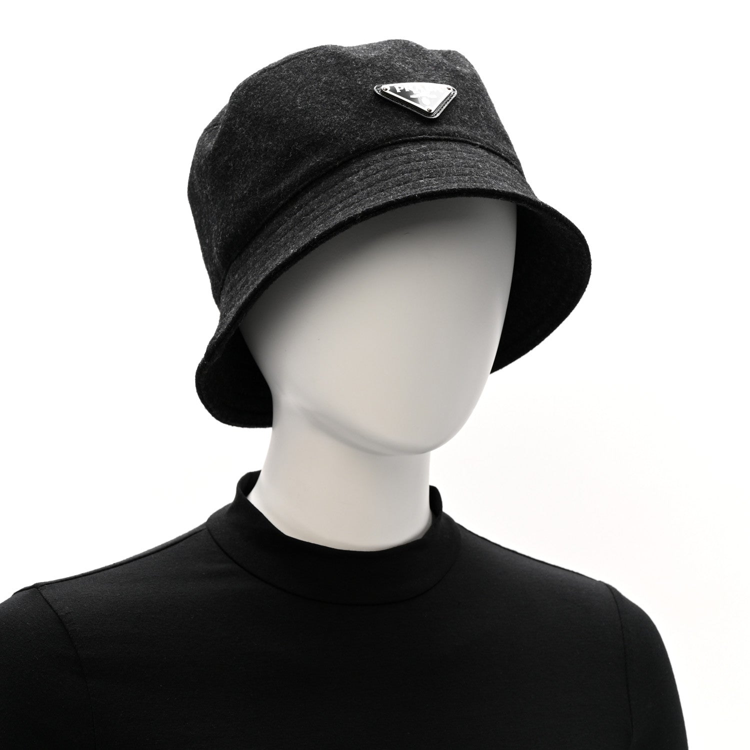Authentic Loden Wool Metal Triangle Logo Bucket Hat L Anthracite
