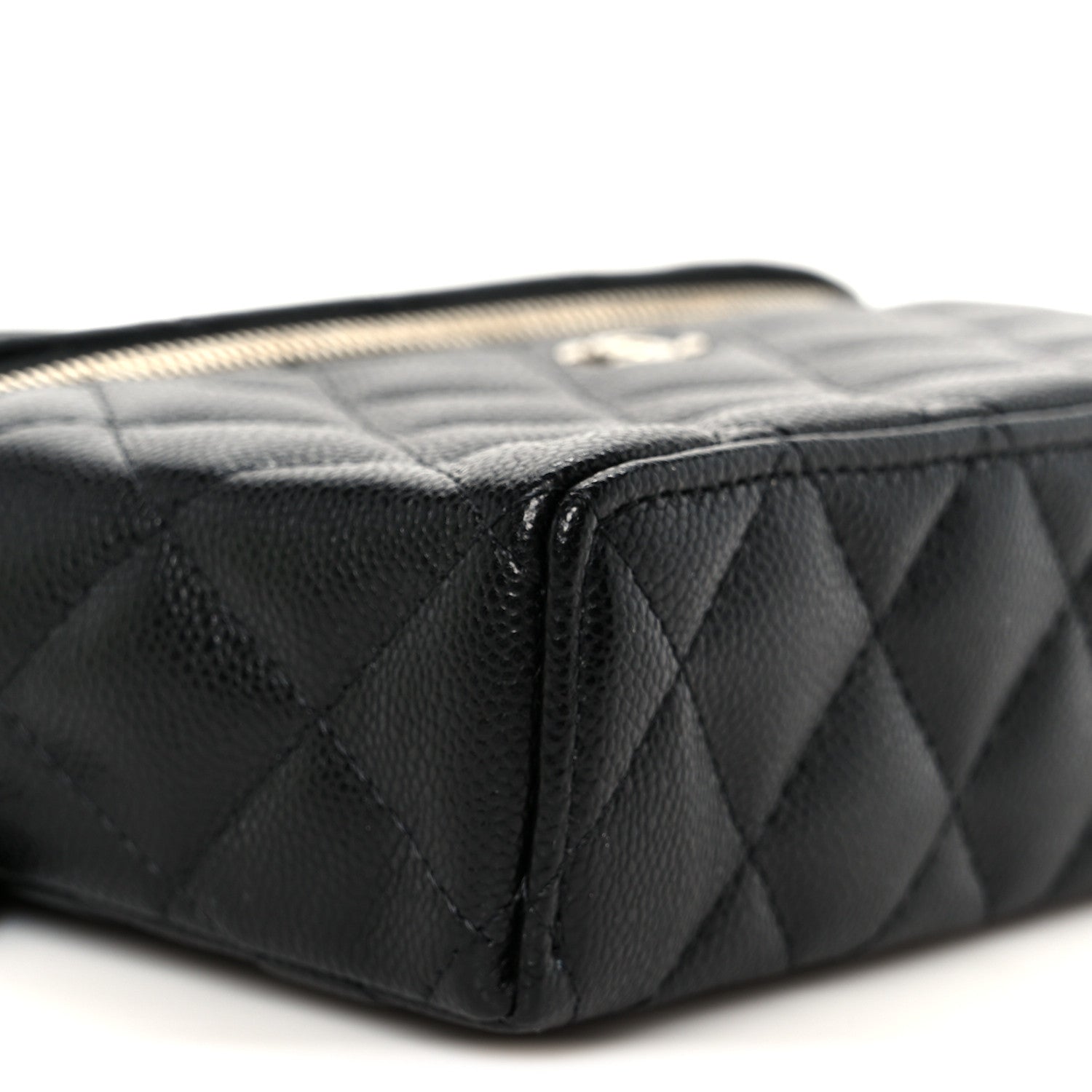 Caviar Quilted Top Handle Slim Vanity With Chain Black