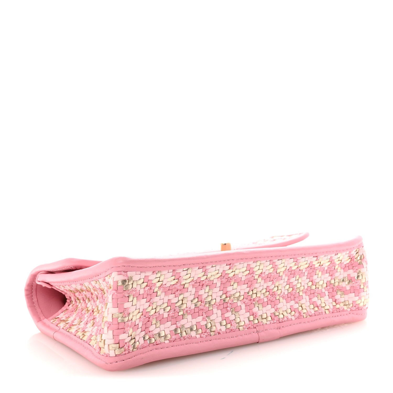 Metallic Lambskin Viscose Woven Flap Pink Gold