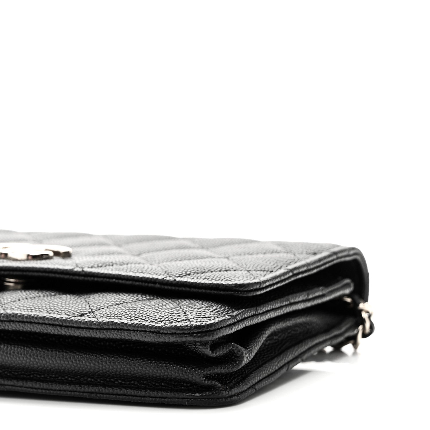 Caviar Quilted Striated CC Wallet On Chain WOC Black