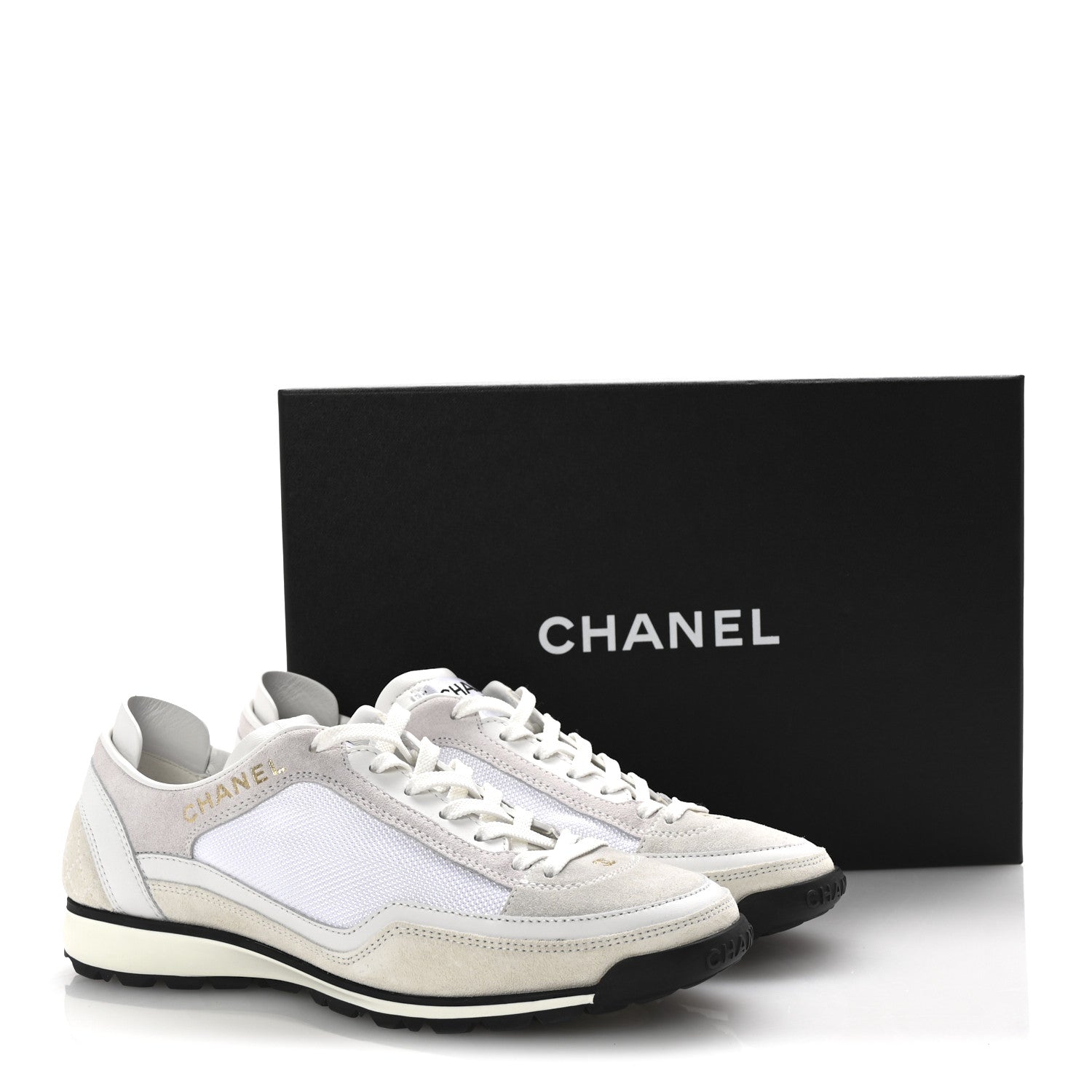 Suede Calfskin Fabric CC Sneakers 36 Light Pink White
