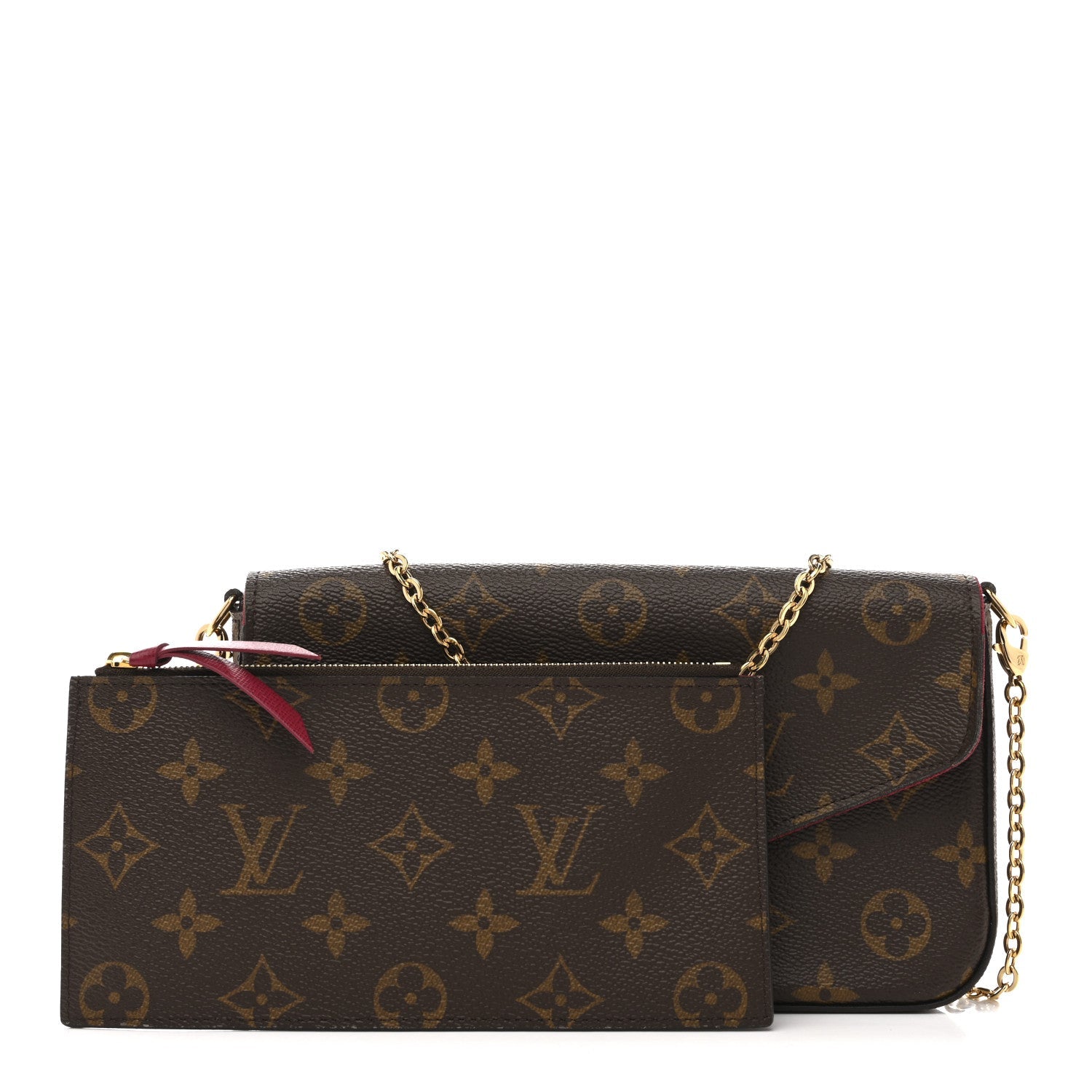 Monogram Pochette Felicie Chain Wallet Fuchsia
