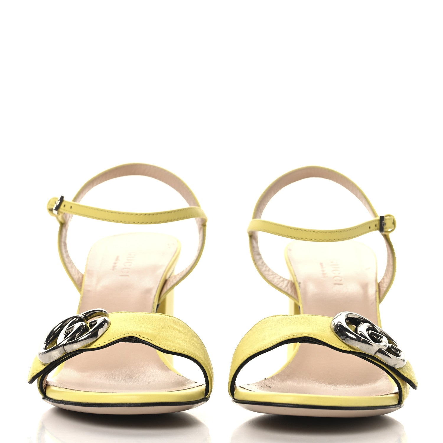 Lifford Calfskin GG Marmont Ankle Wrap 75mm Sandals 35.5 Banana
