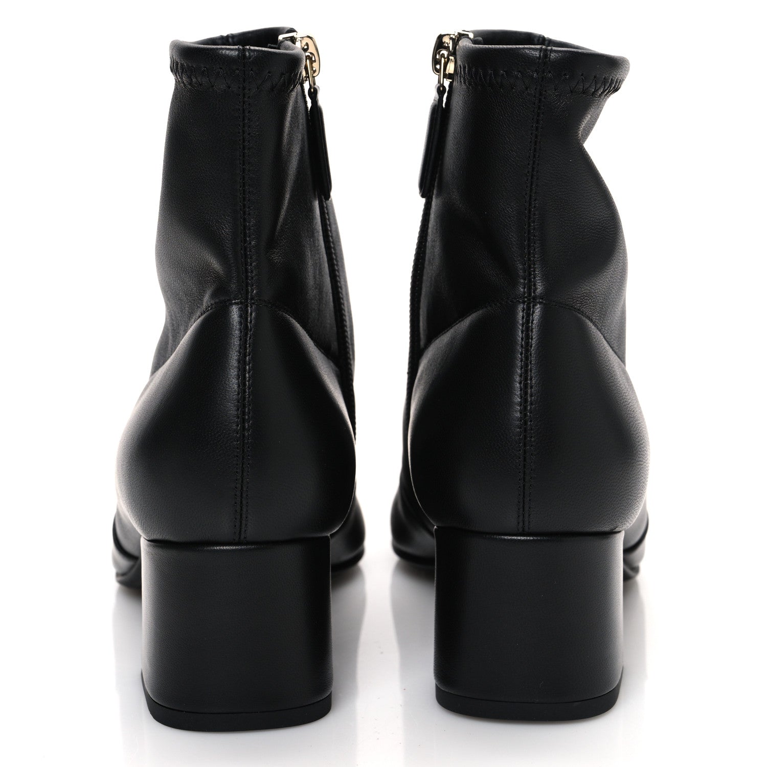 Stretch Lambskin Cap Toe CC Short Boots 36.5 Black