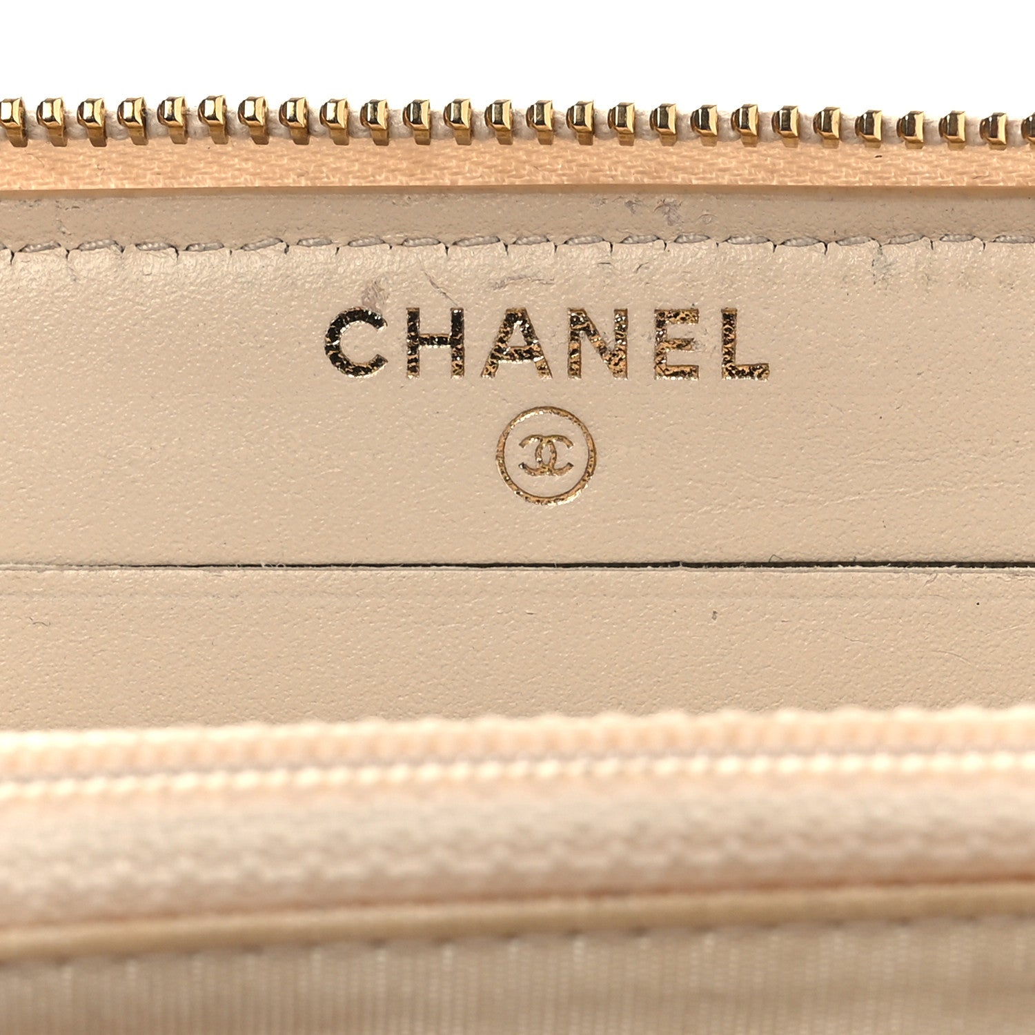 Lurex Canvas Deauville Medium Zip Around Wallet Beige