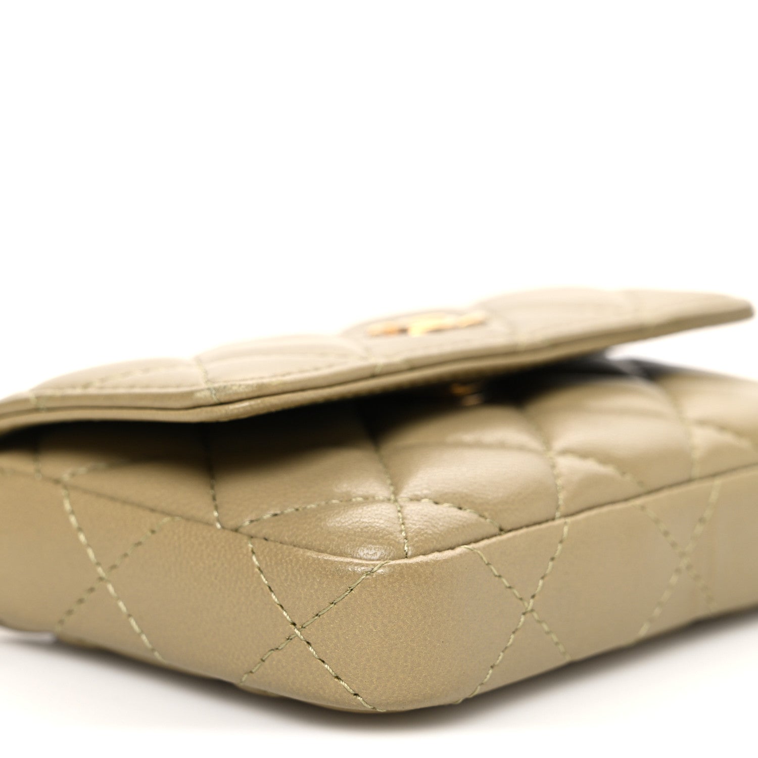 Lambskin Enamel Quilted Coco Hearts Clutch With Chain Light Green