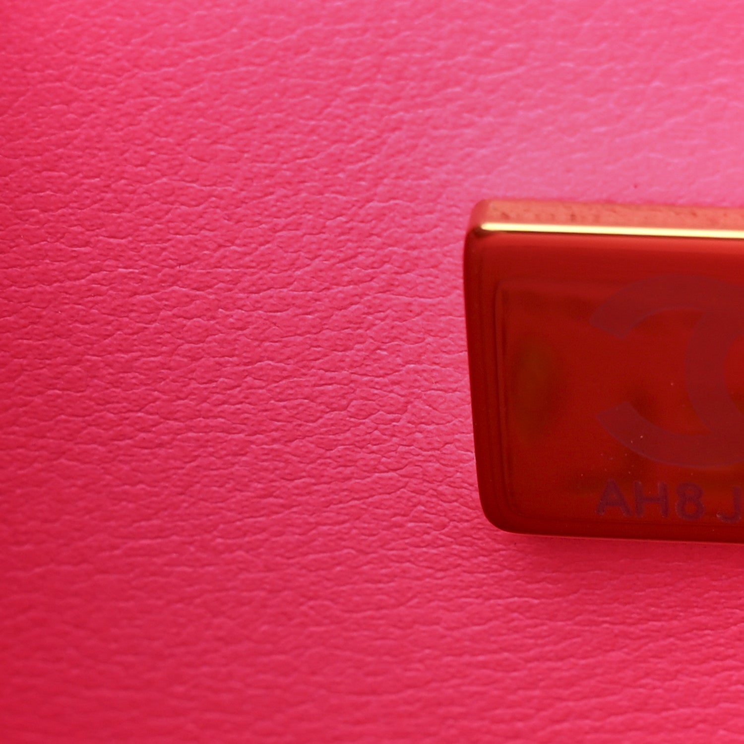 Patent Quilted CC Vani-Tea Case With Chain Neon Pink