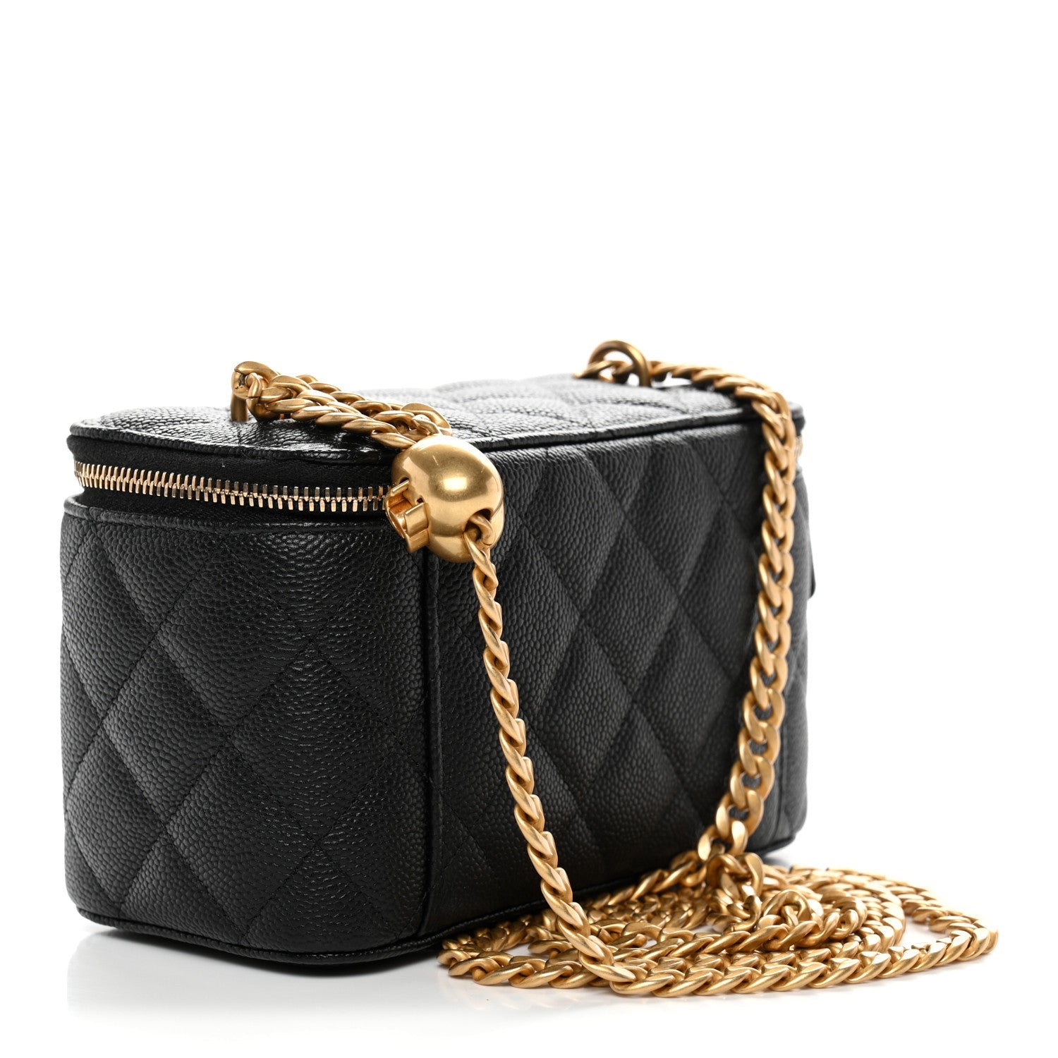 Caviar Quilted Sweetheart Vanity Case Black