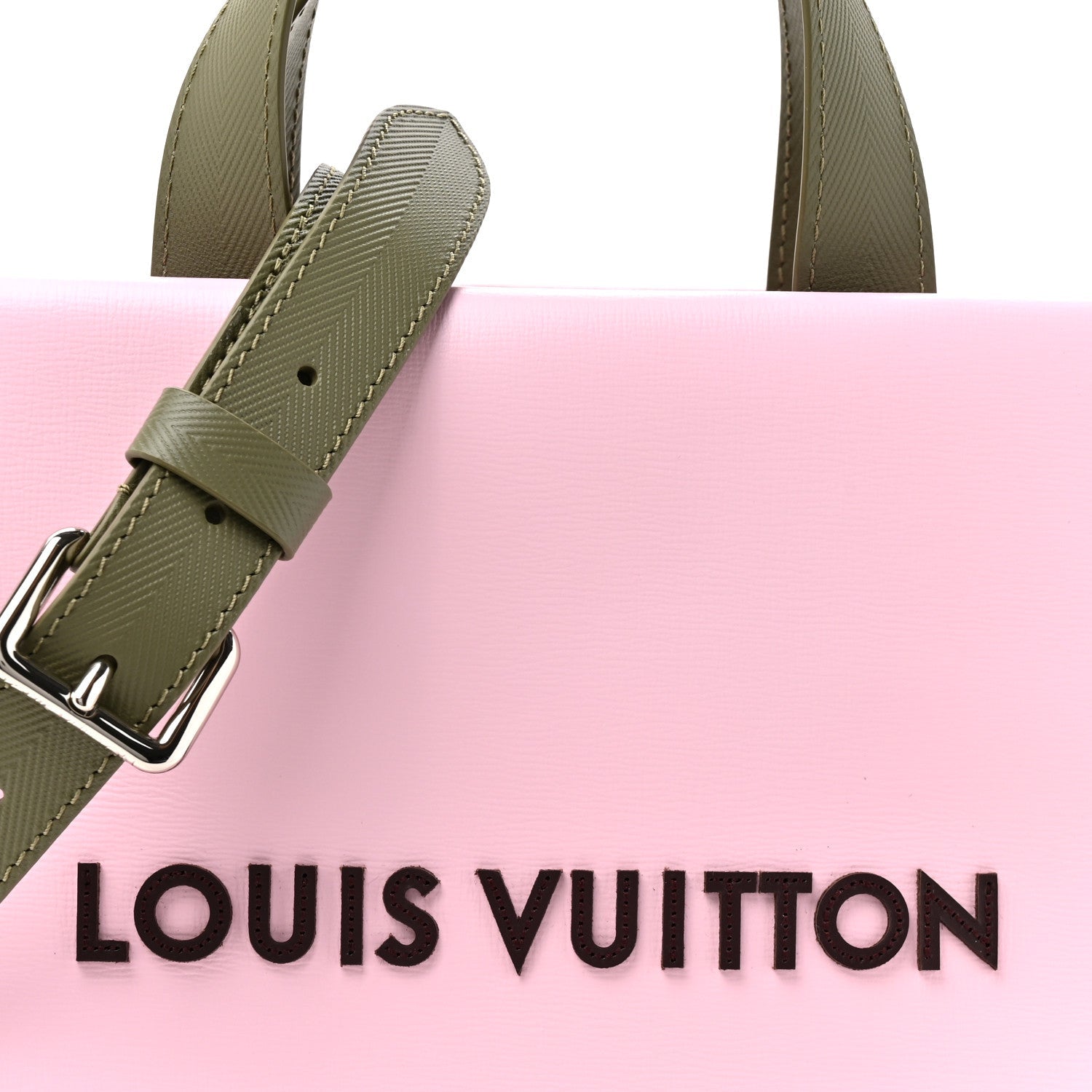 Calfskin Mini Shopper Tote Khaki Green Pink