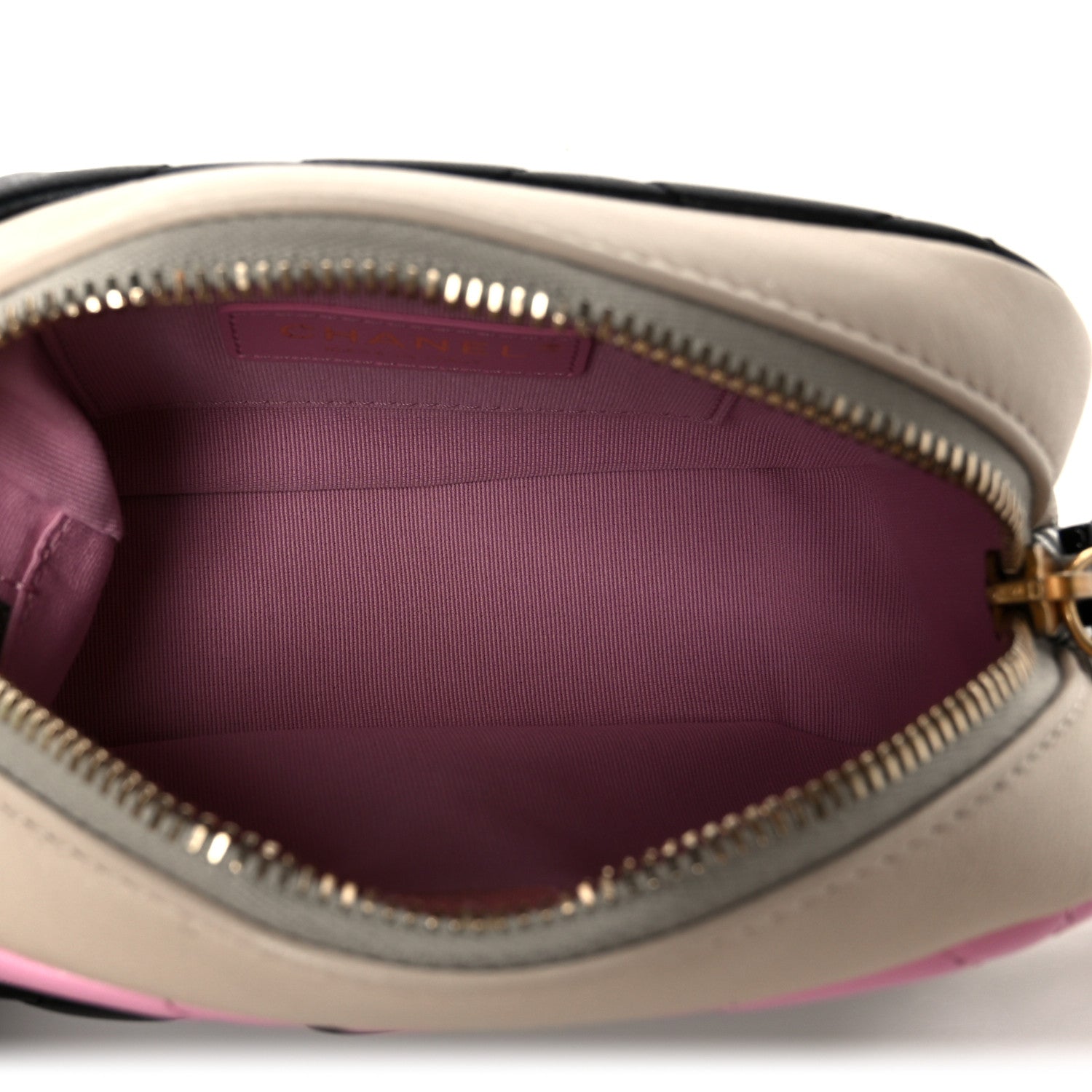 Shiny Lambskin Monochrome Chain Mini Camera Case Bag Pink Black Silver