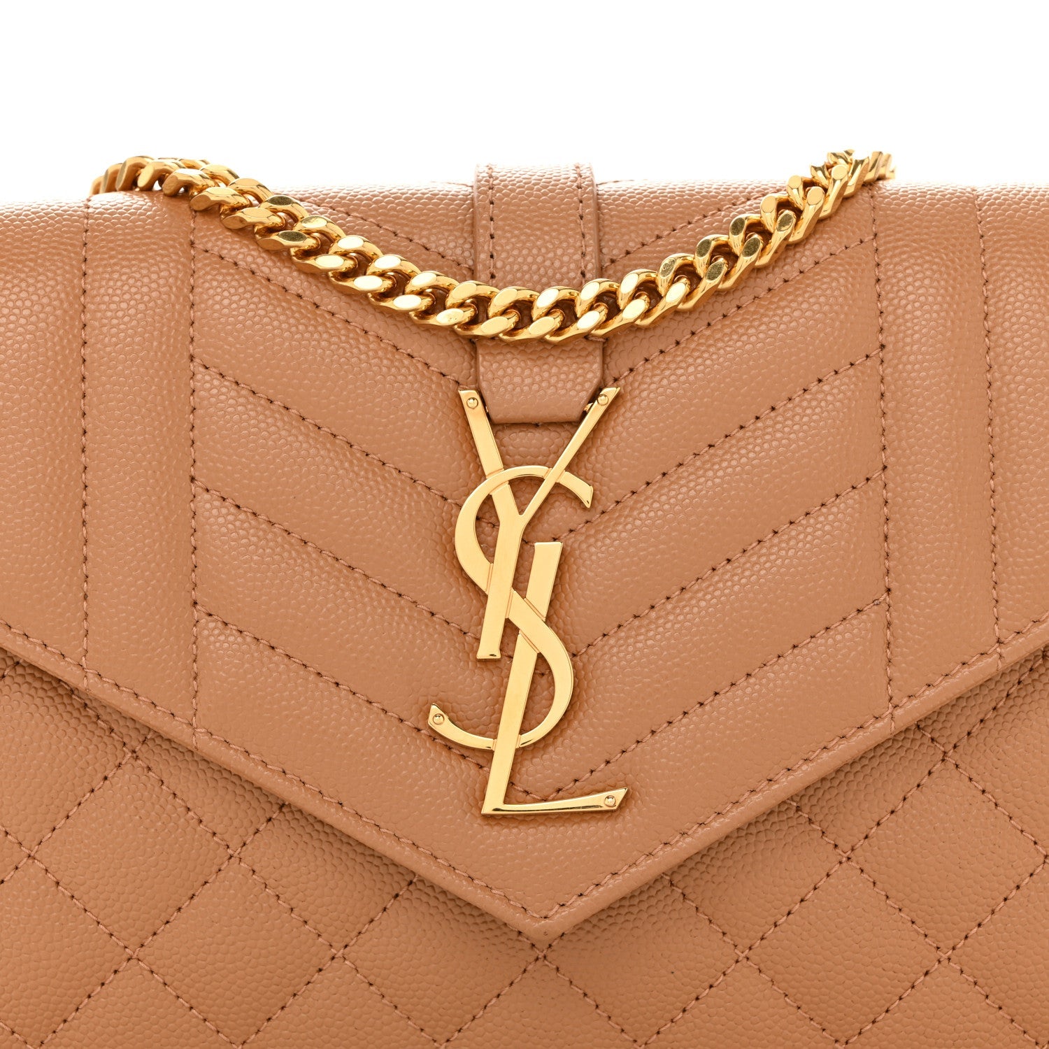 Grain De Poudre Mixed Matelasse Triquilt Monogram Chain Wallet Dune