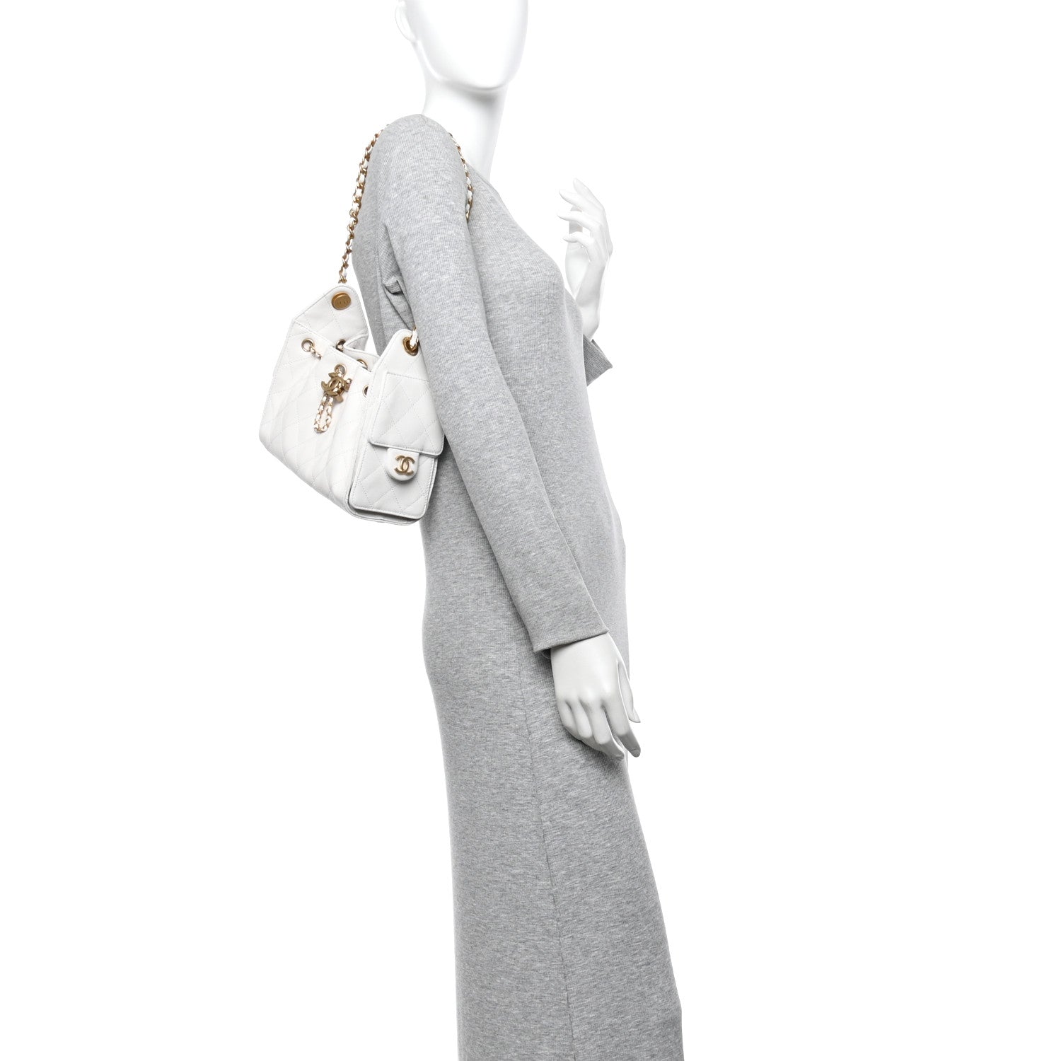 Caviar Quilted Mini Chanel 25 Handbag White