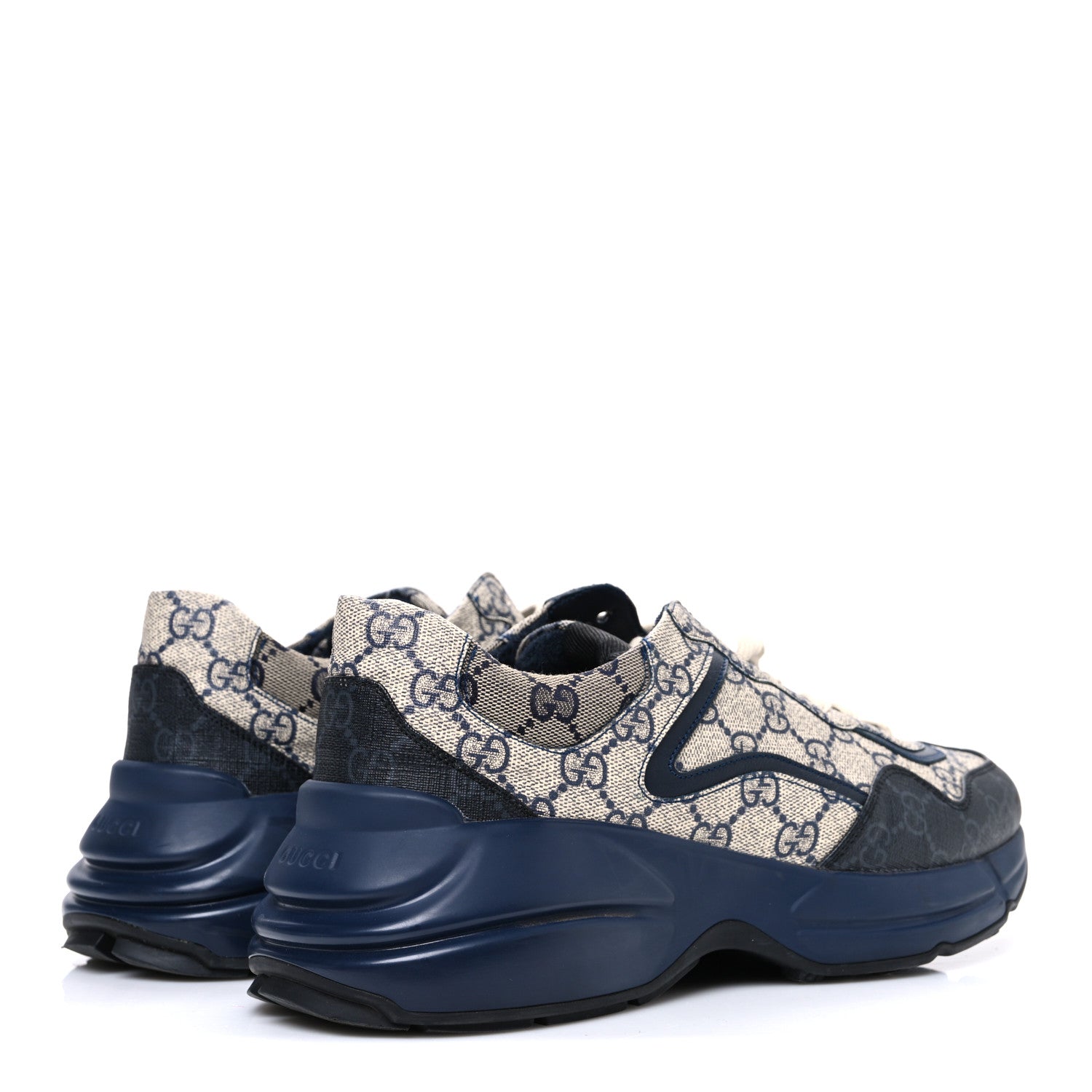 GG Supreme Monogram Mens Rhyton Sneakers 8.5 Beige Black Blue