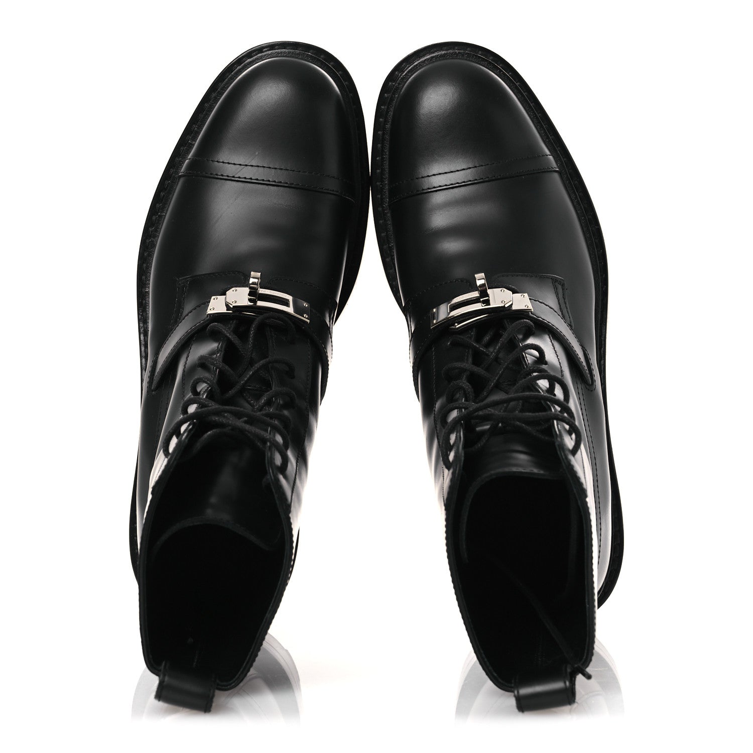 Glossed Calfskin Funk Ankle Boots 36 Black
