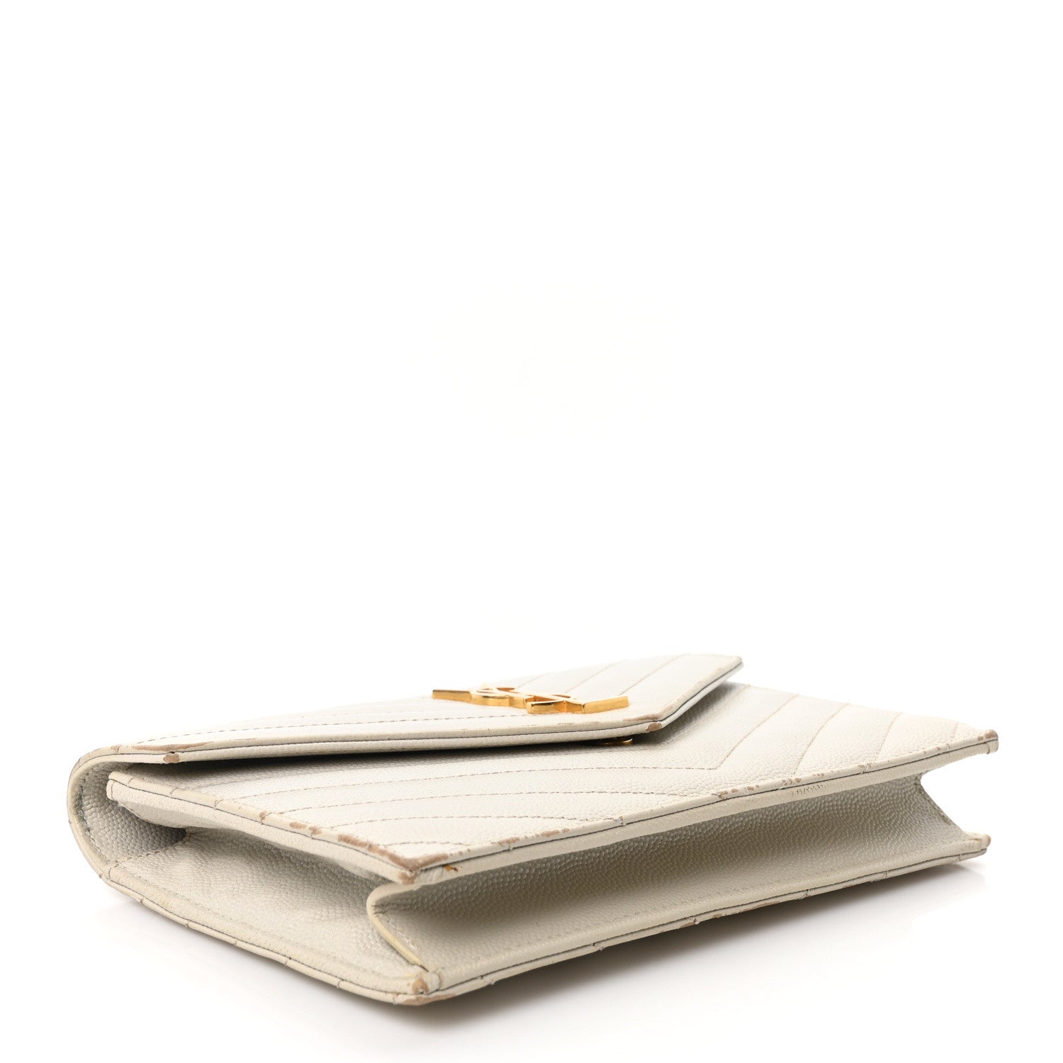 Grain De Poudre Matelasse Chevron Cassandre Envelope Chain Wallet Crema Soft