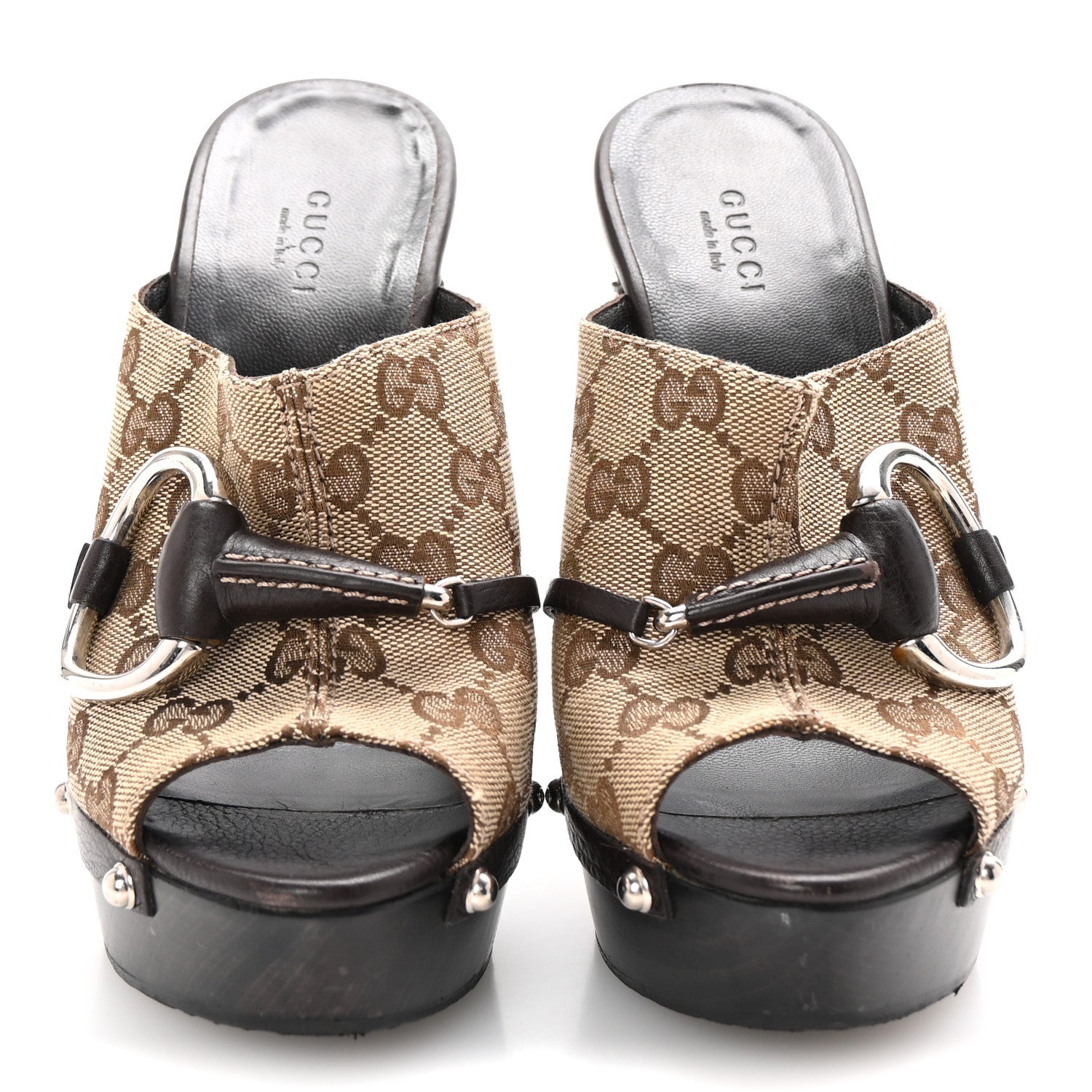 Monogram Cellarius Soft Calfskin Icon Bit Platform Clog High Heel Slide Sandals 36 Beige Ebony Cocoa