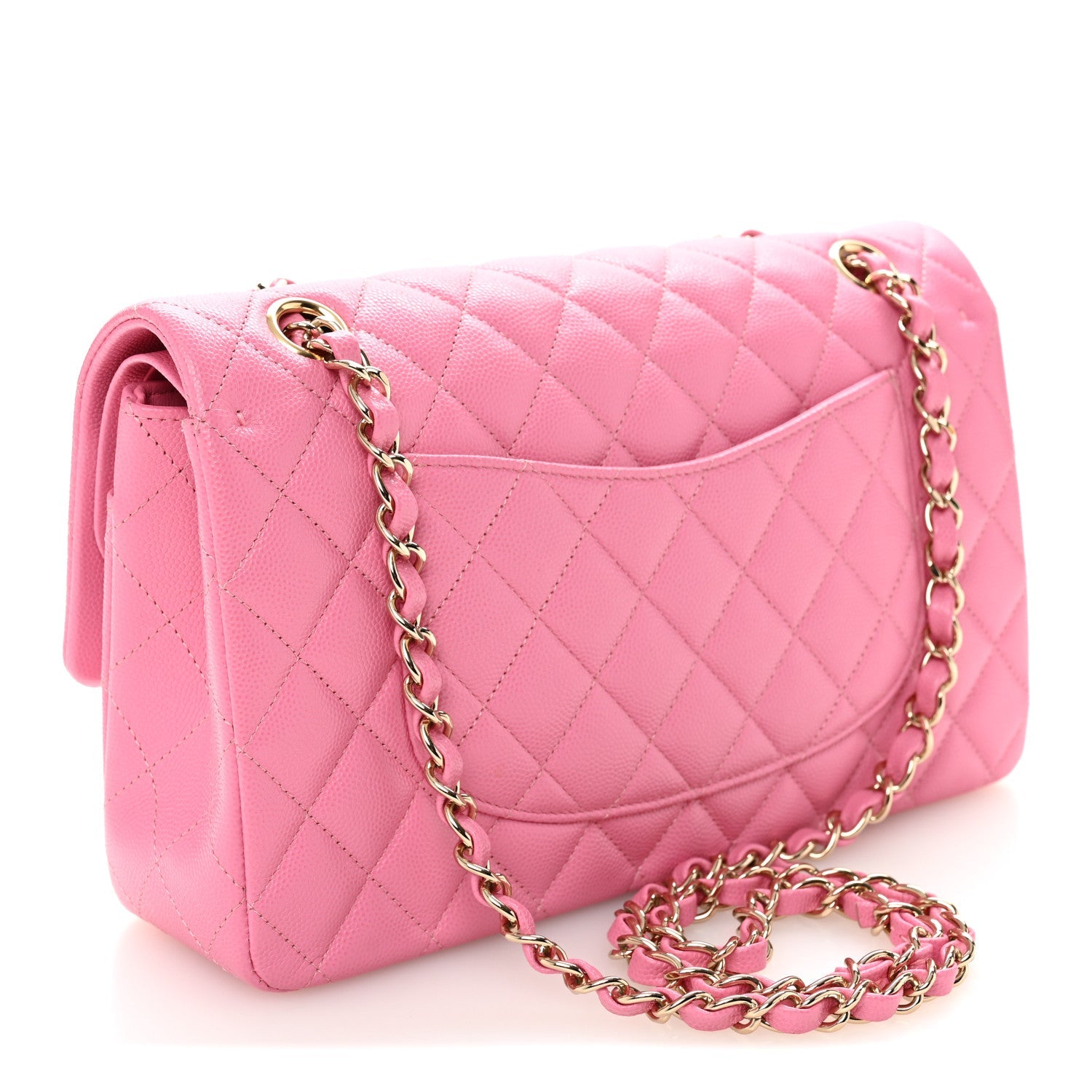 Caviar Quilted Medium Double Flap Pink