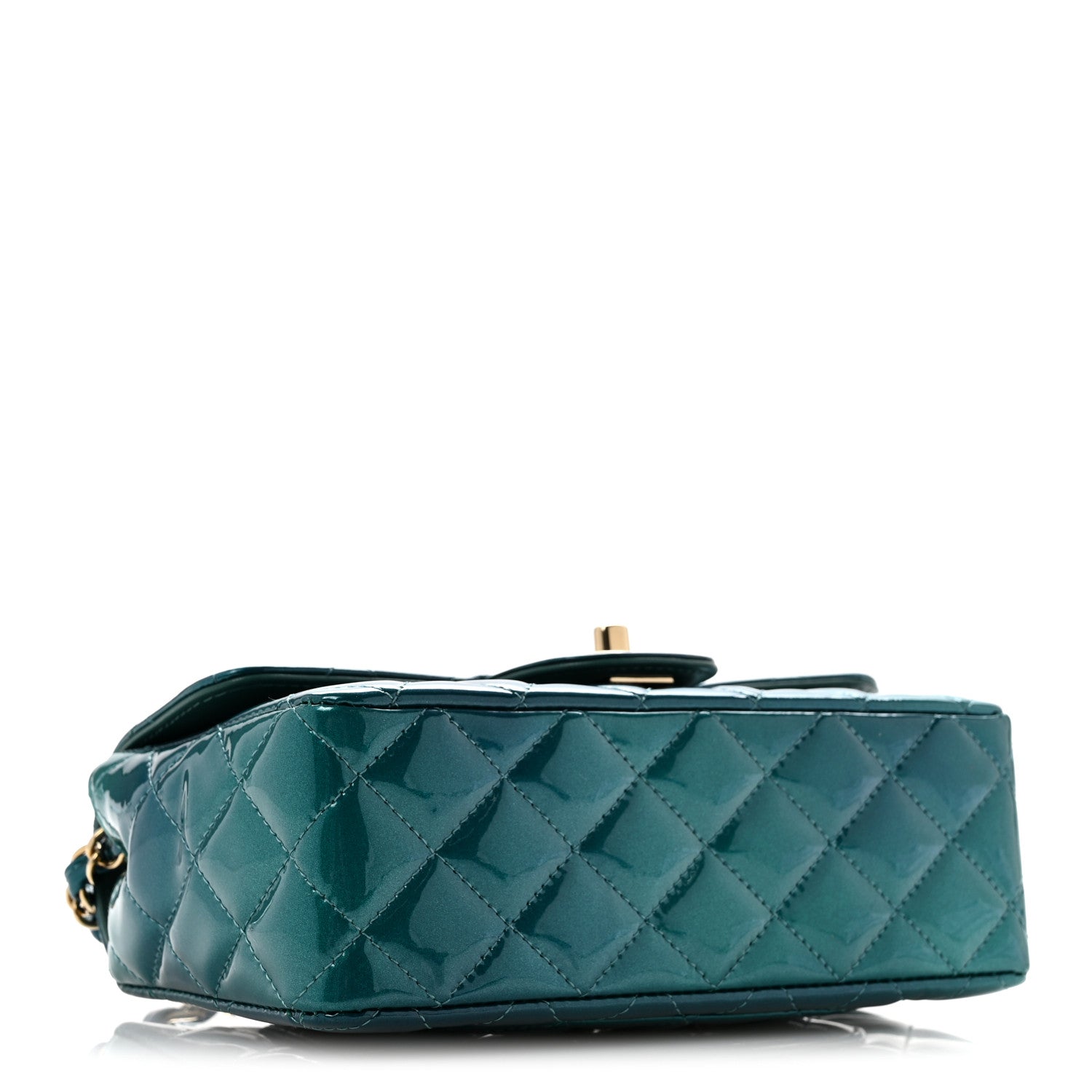 Shaded Patent Calfskin Quilted Mini Rectangular Flap Green Blue