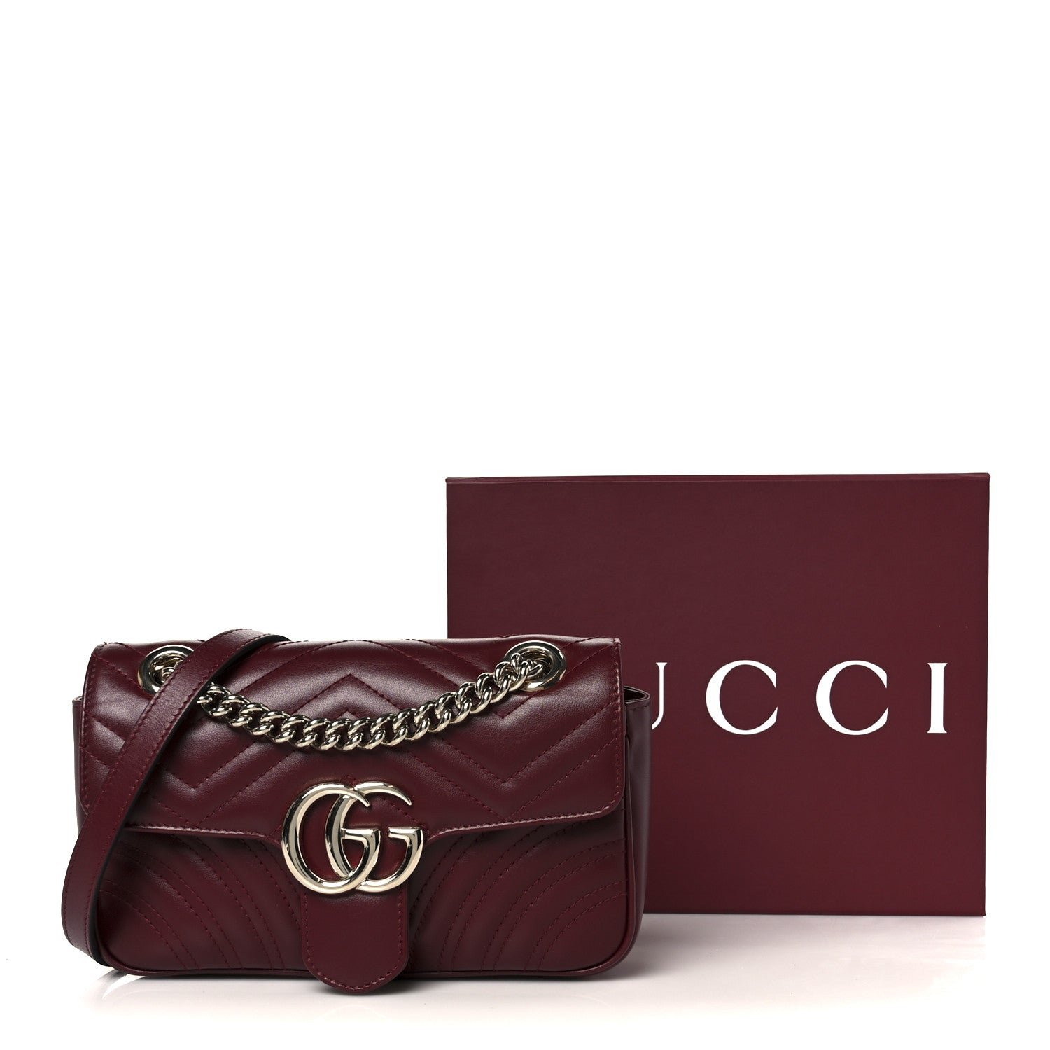 Lambskin Matelasse Small GG Marmont Shoulder Bag Rosso Ancora