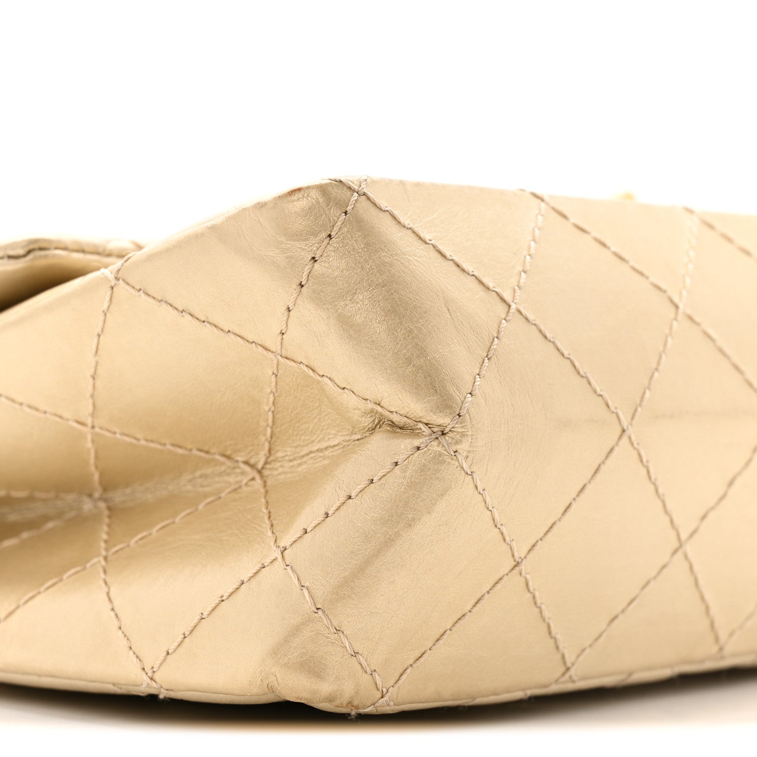 Metallic Aged Calfskin Quilted 2.55 Reissue 226 Flap Pale Gold