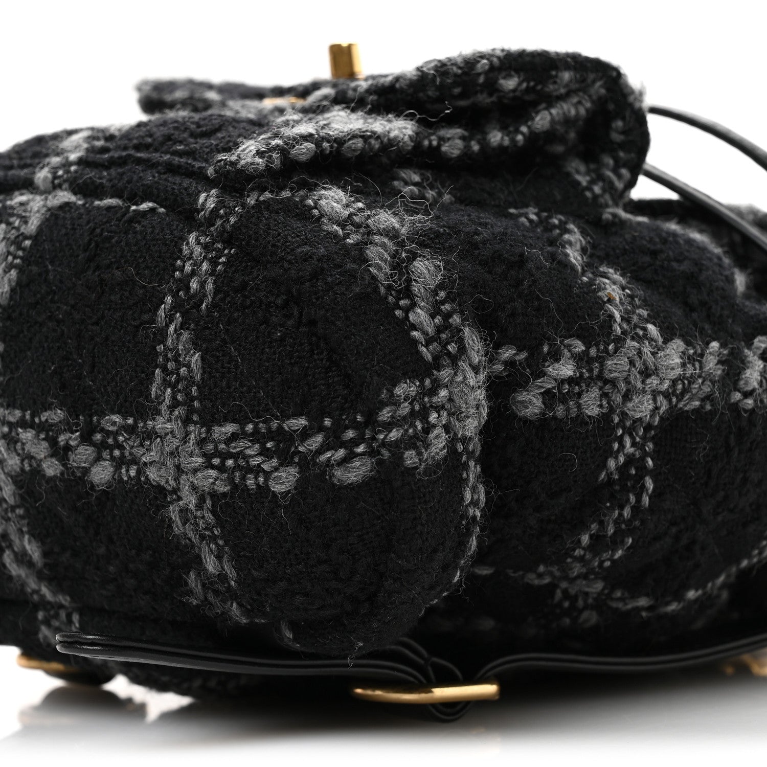 Wool Tweed Elegant Backpack Black Grey