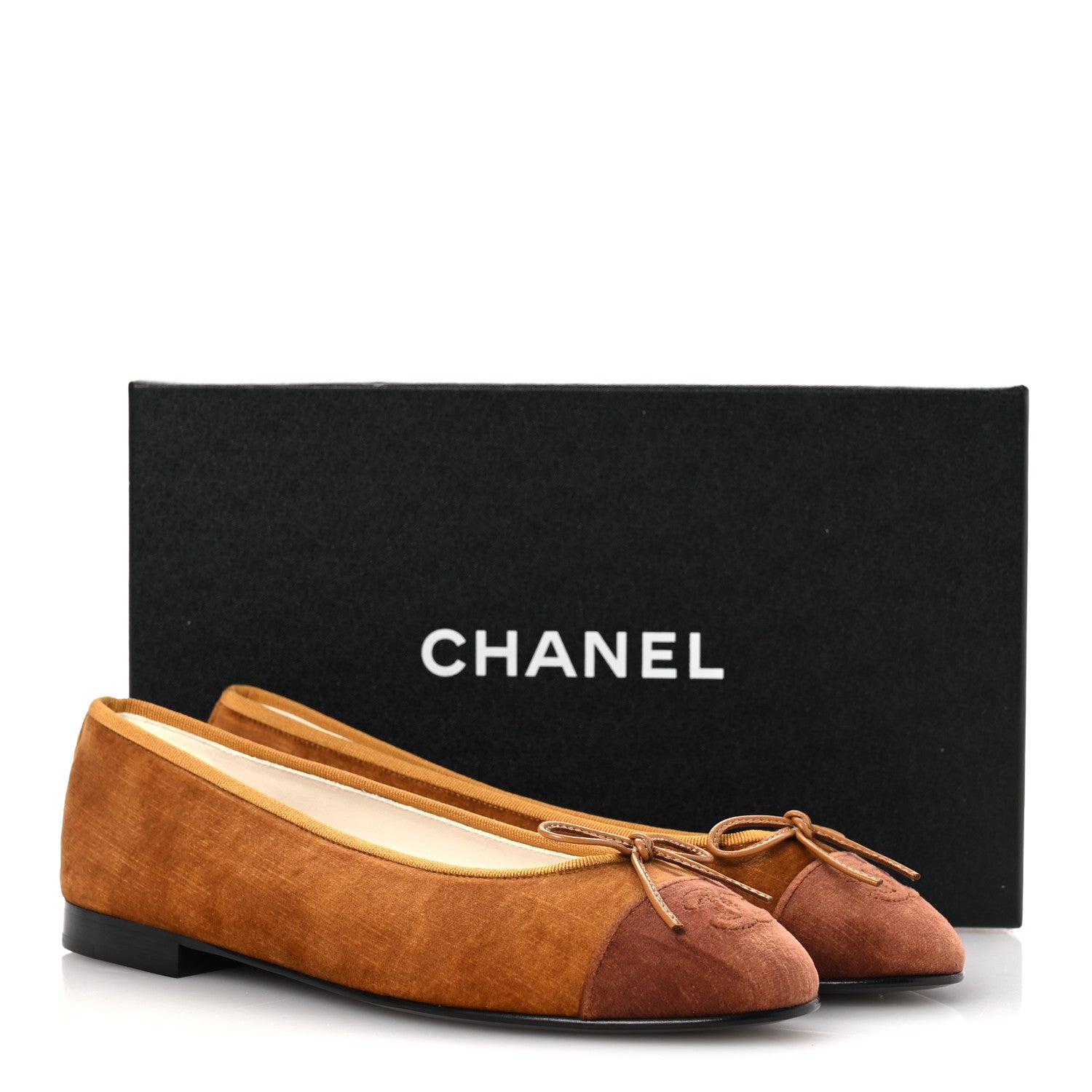 Velvet Cap Toe CC Ballerina Flats 39.5 Brown Light Brown