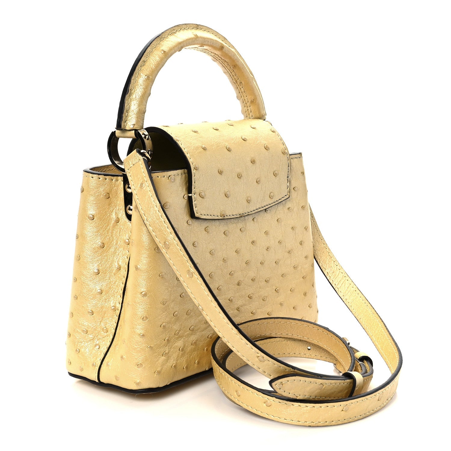 Iridescent Ostrich Capucines Mini Yellow