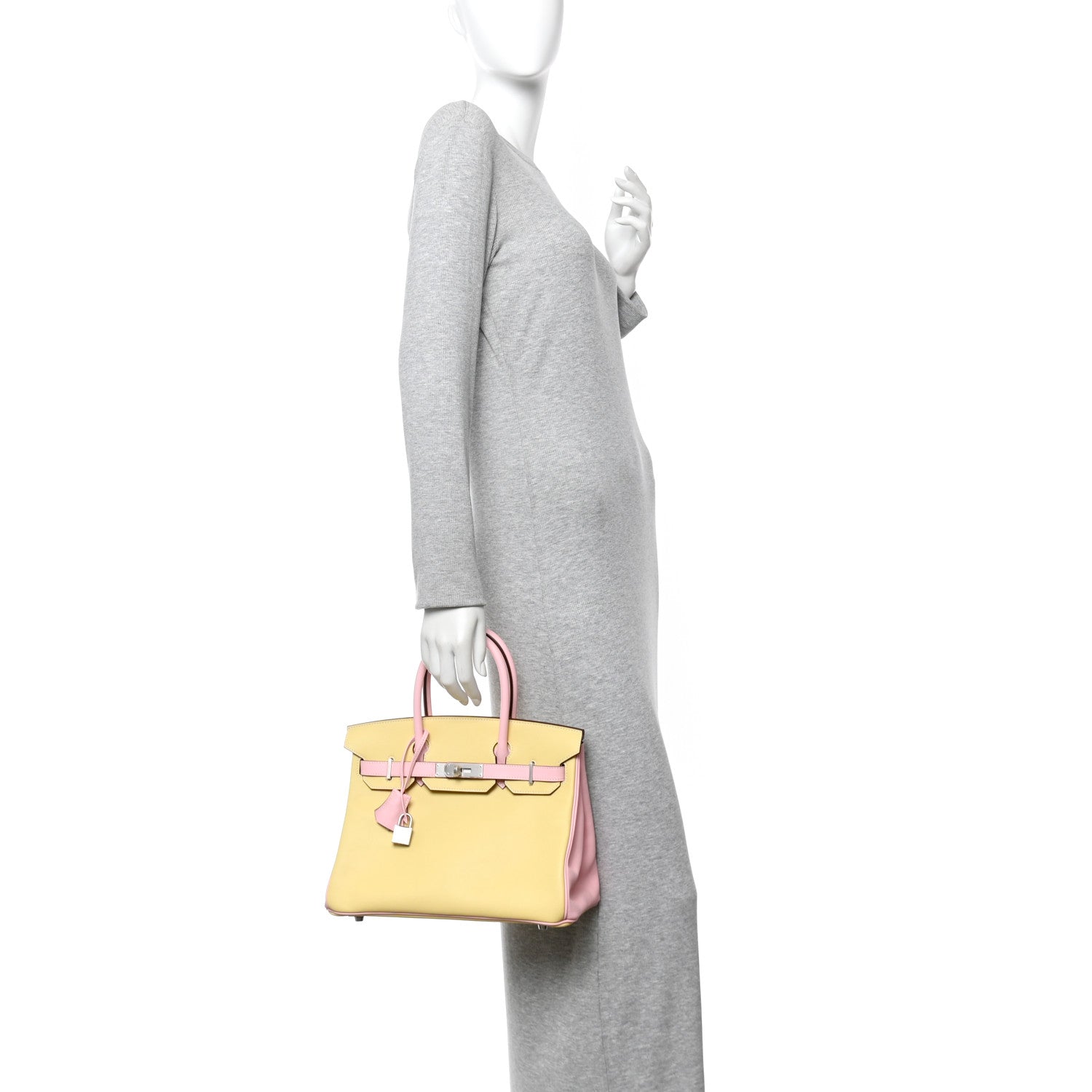 Swift Horseshoe Bi-Color Birkin 30 Jaune Poussin Rose Sakura