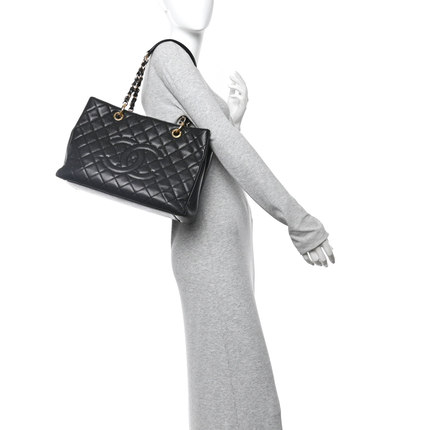 Caviar Quilted Grand Shopping Tote GST Black