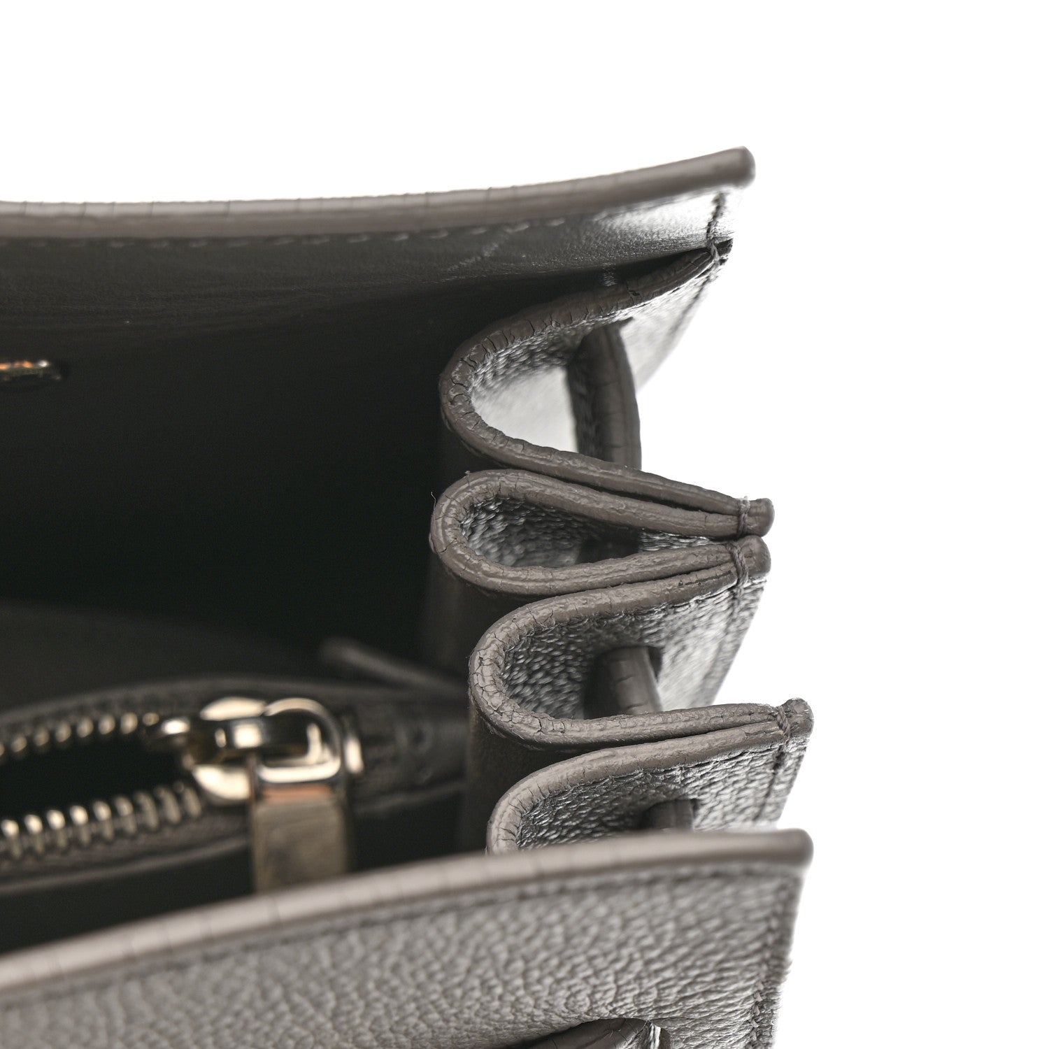 Grained Calfskin Small Sac De Jour Fog