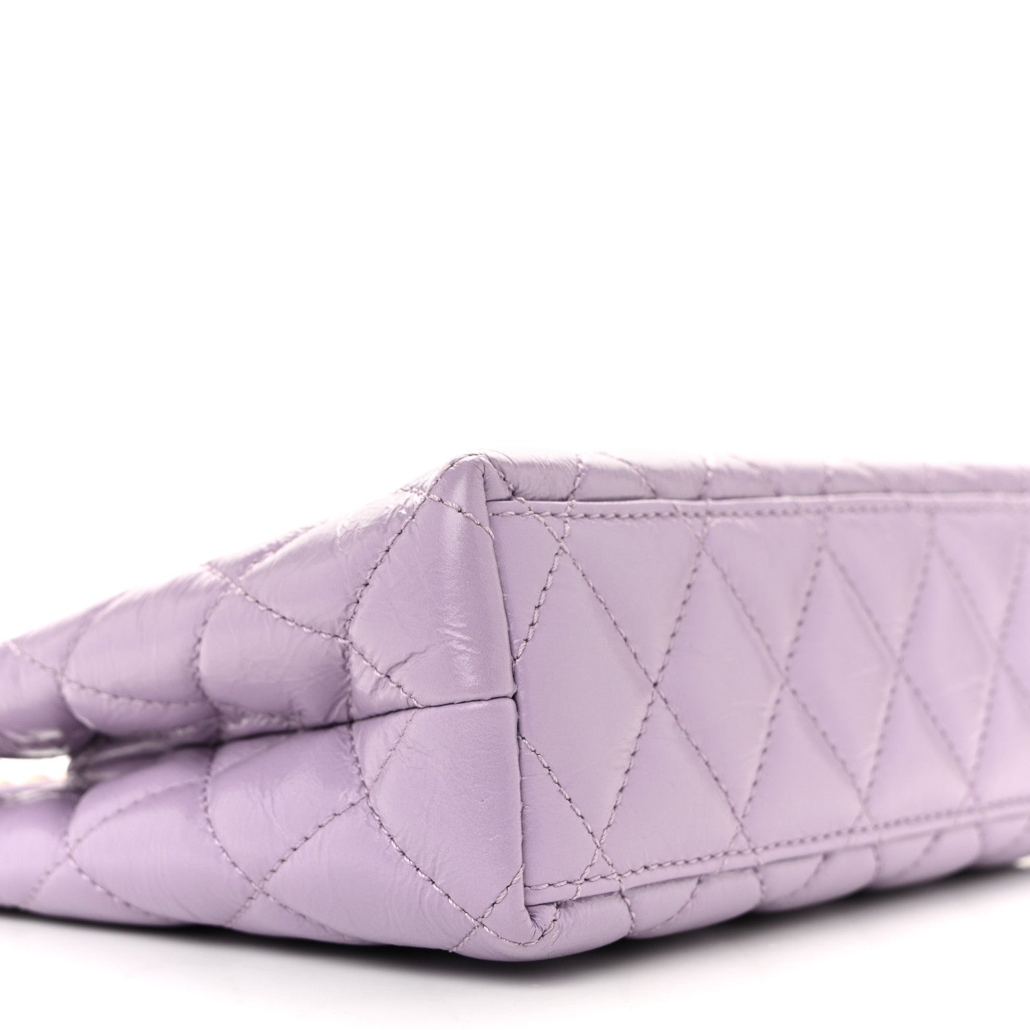 Shiny Aged Calfskin Quilted Nano Kelly Shopper Lilac
