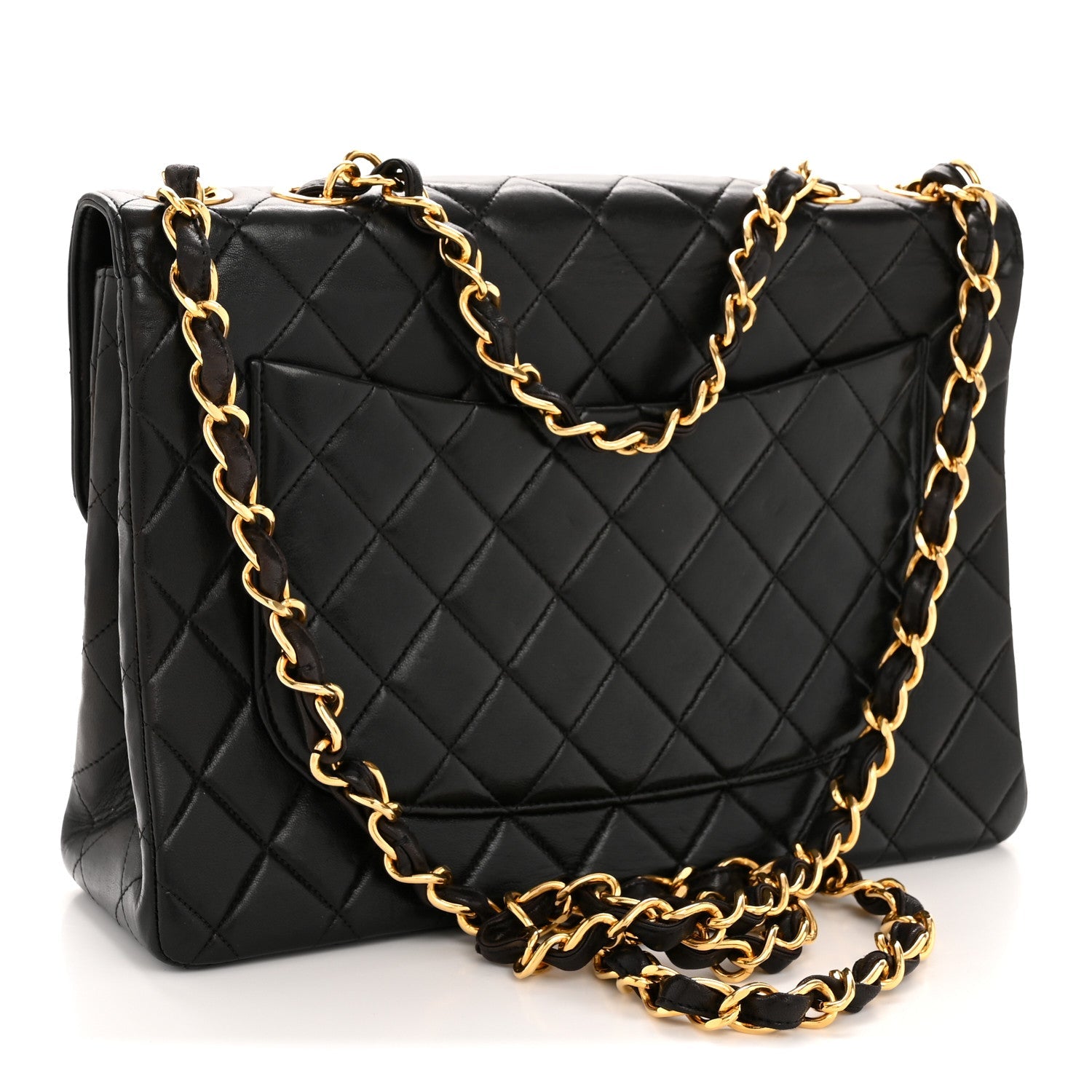 Lambskin Quilted Jumbo Single Flap Black