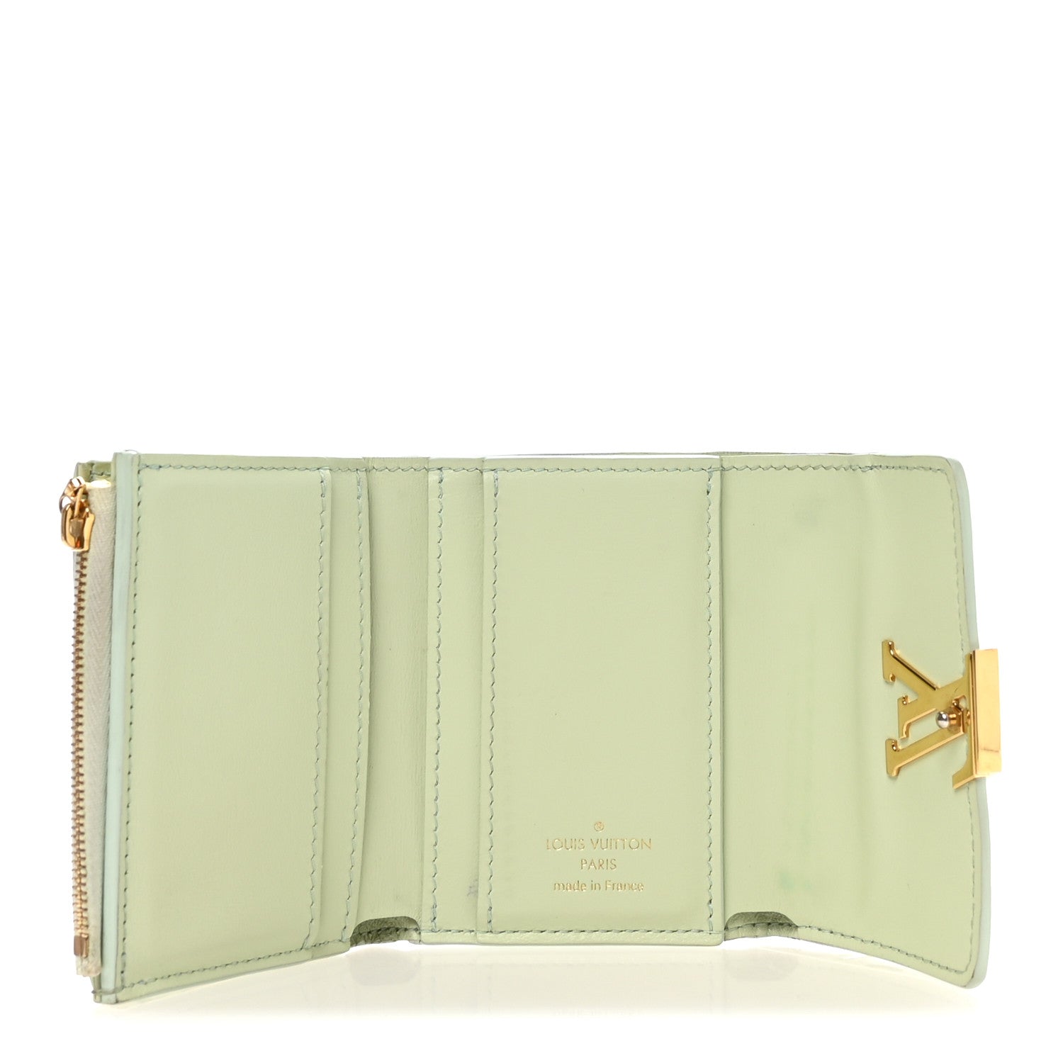 Taurillon Summer Stardust Capucines XS Wallet Vert D'Eau