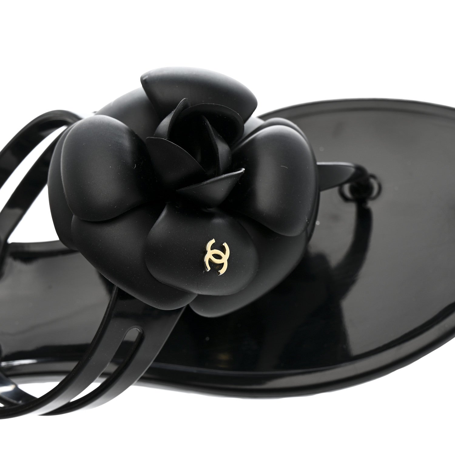 Jelly Camellia Thong Sandals 37 Black