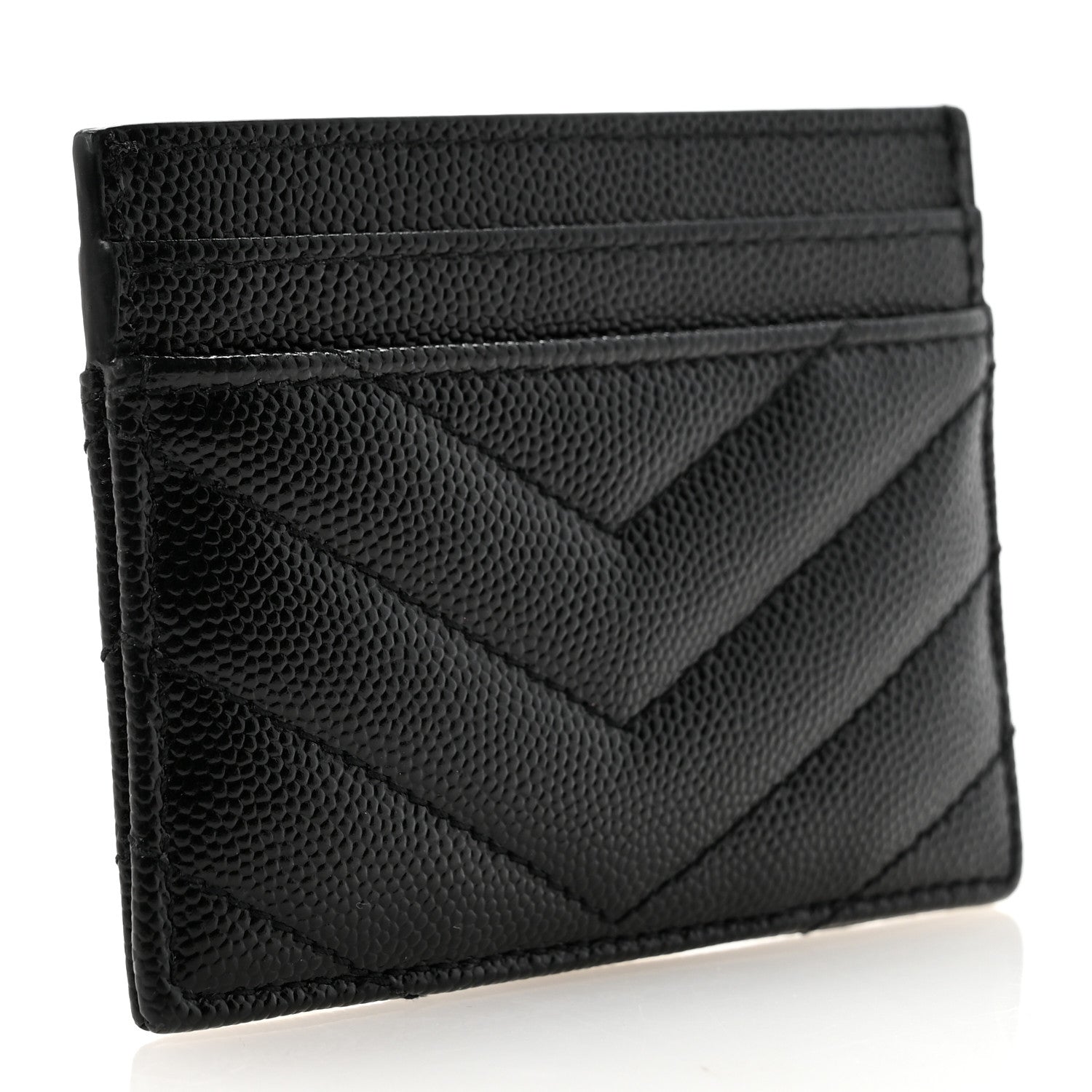 Grain De Poudre Matelasse Chevron Monogram Credit Card Case Black