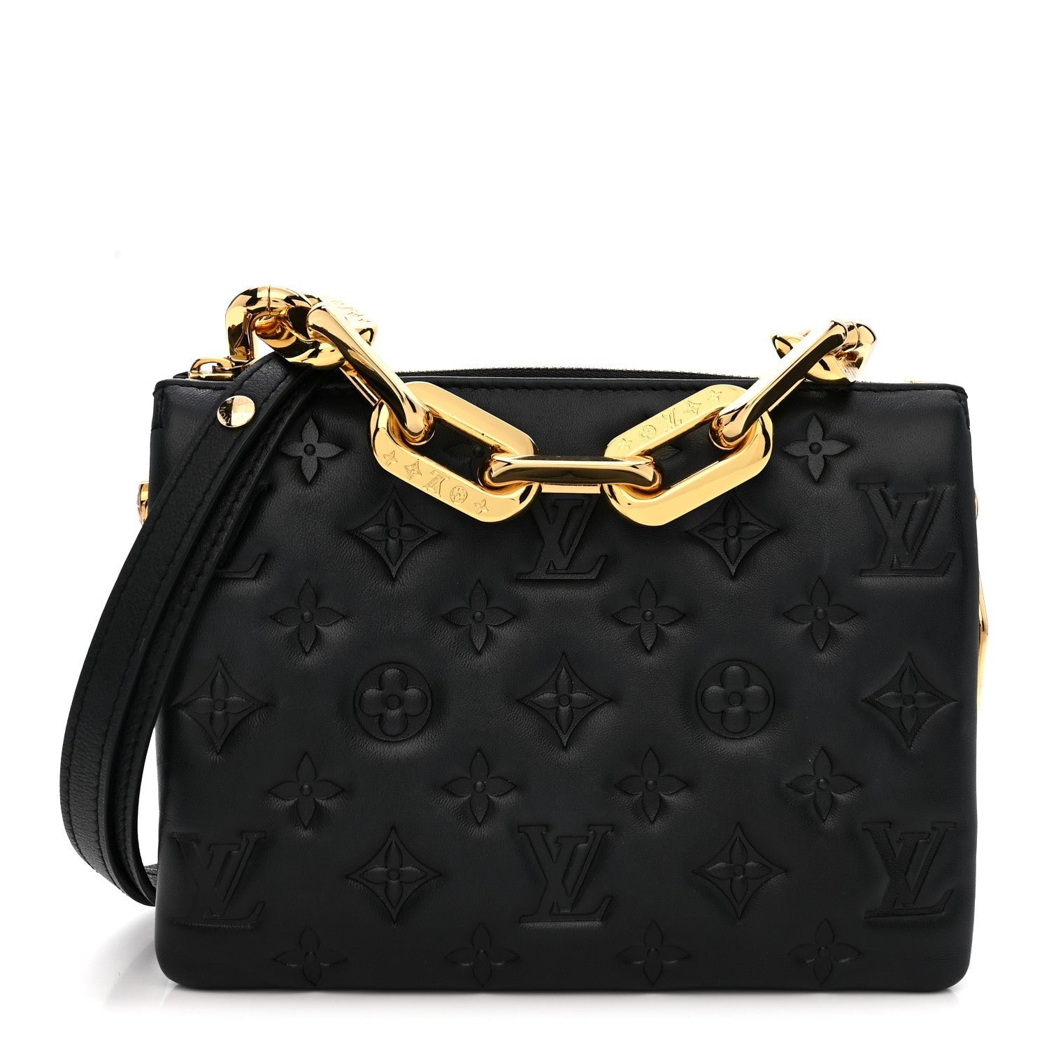 Lambskin Embossed Monogram Coussin BB Black
