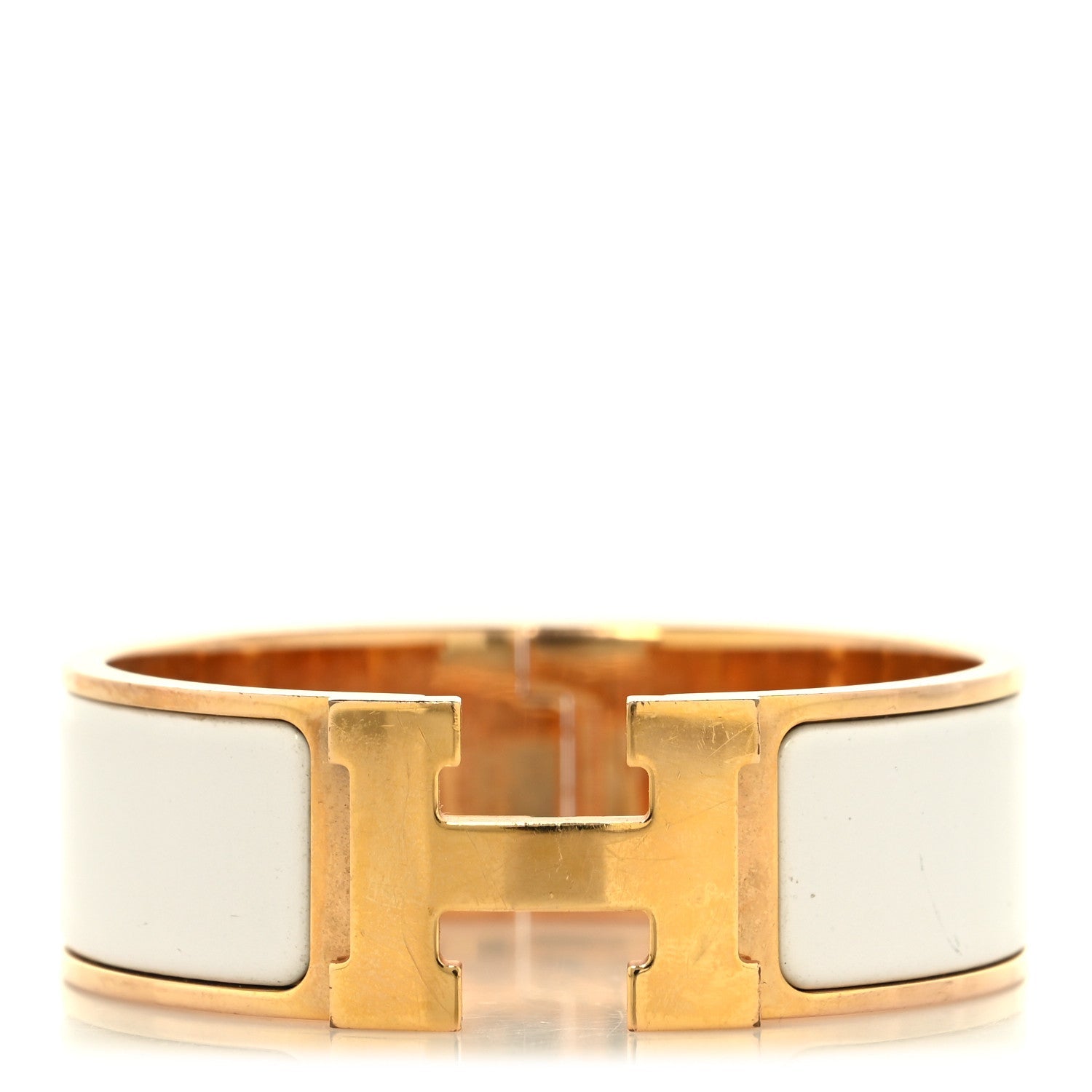 Enamel Wide Clic Clac H Bracelet PM White