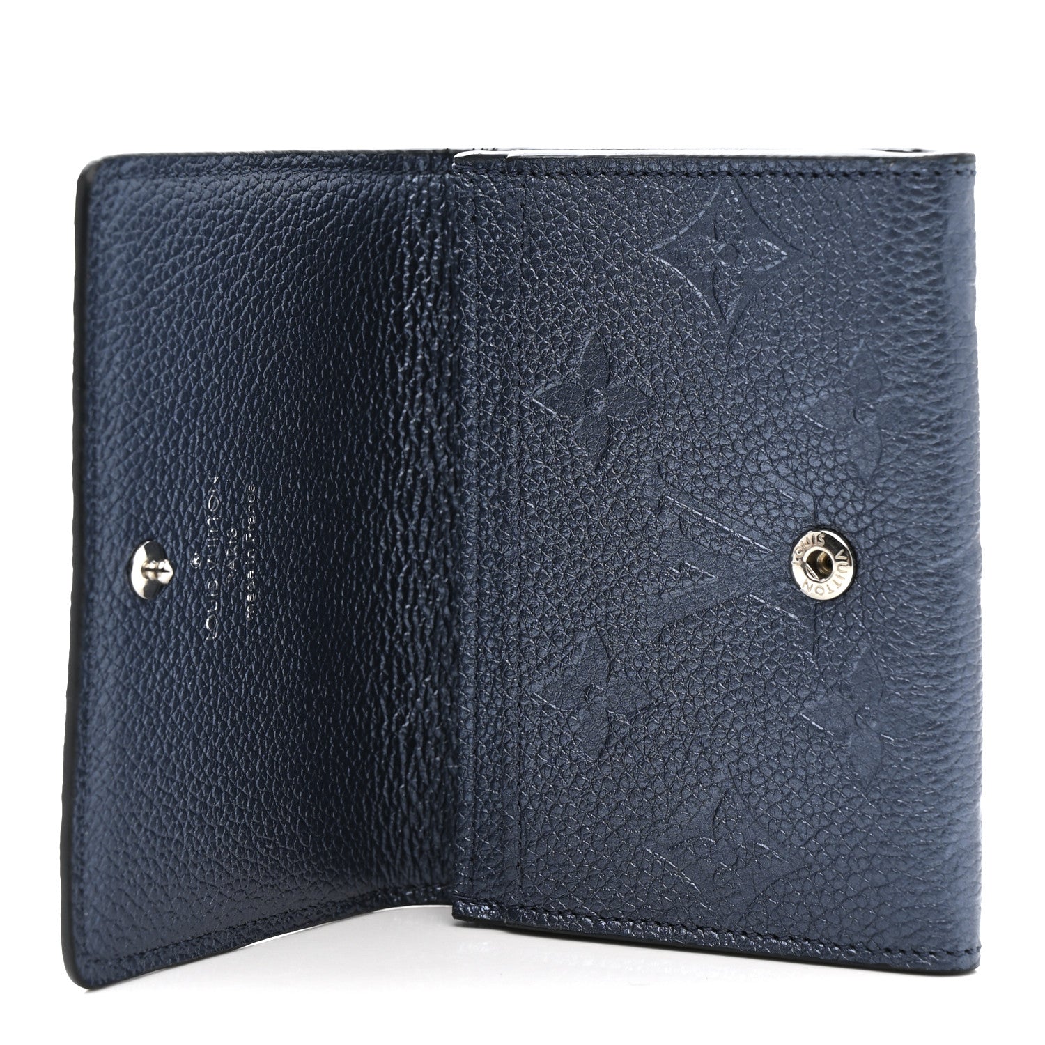 Metallic Empreinte Business Card Holder Navy Nacre