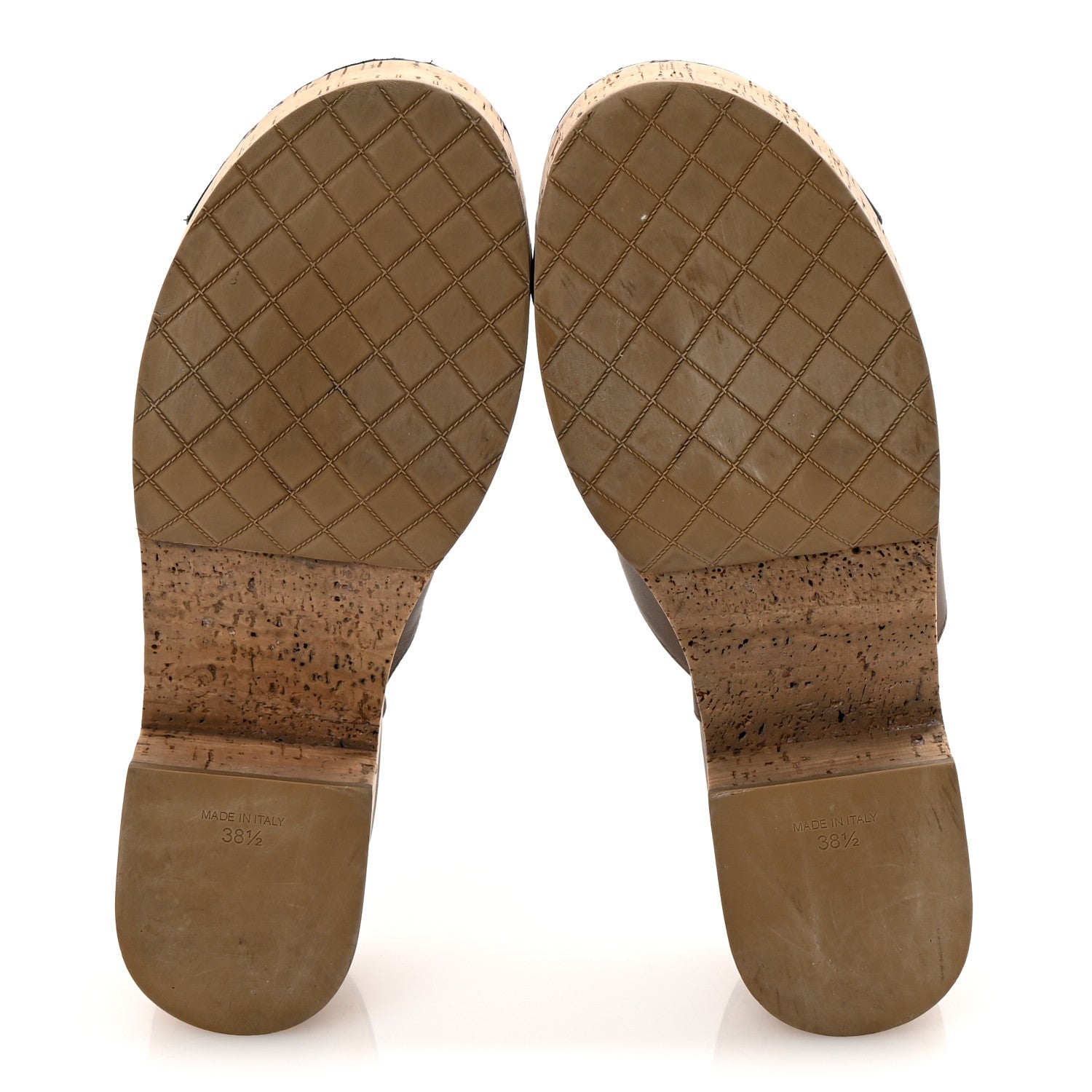 Calfskin Cork Cap Toe CC Clogs 38.5 Taupe Black