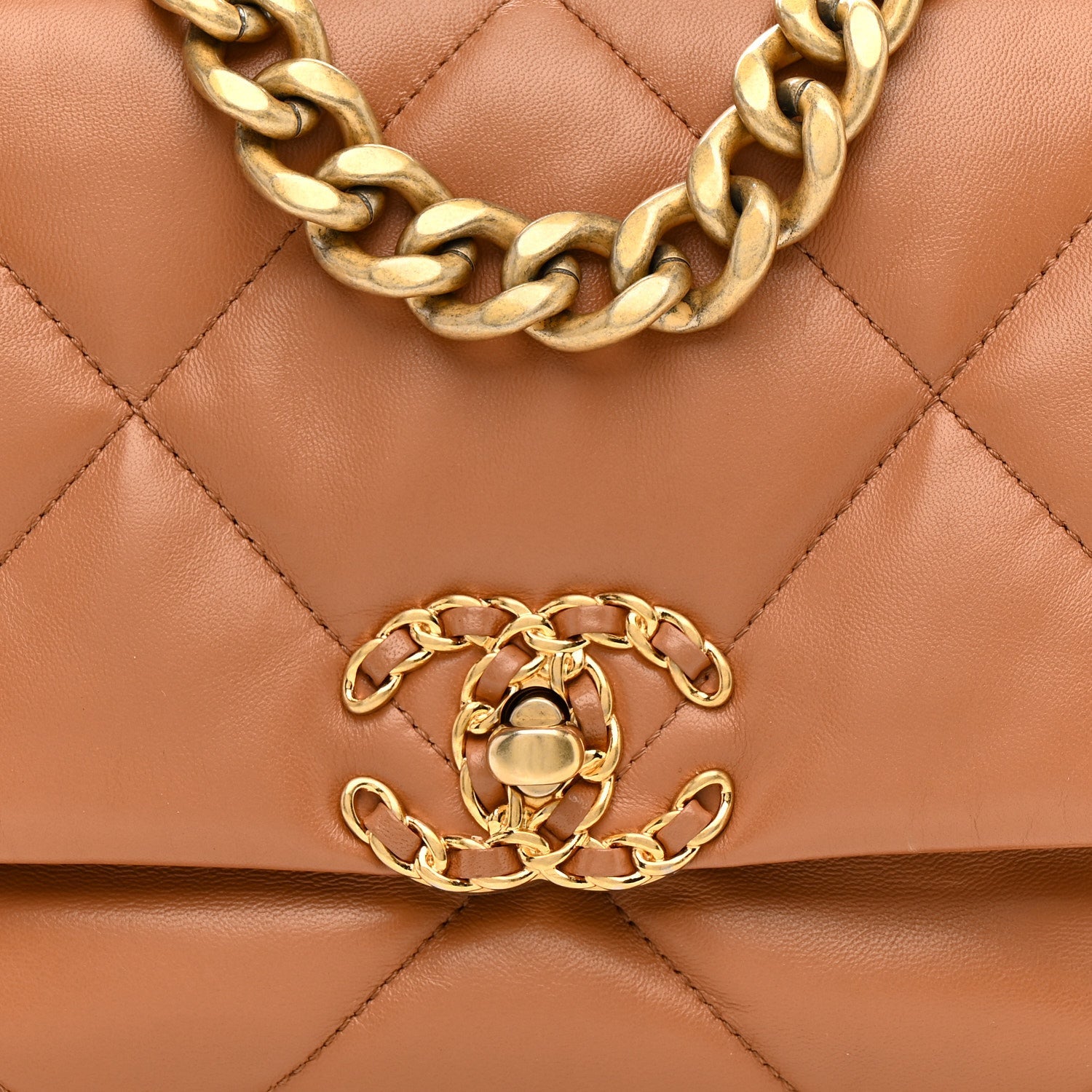 Lambskin Quilted Medium Chanel 19 Flap Brown