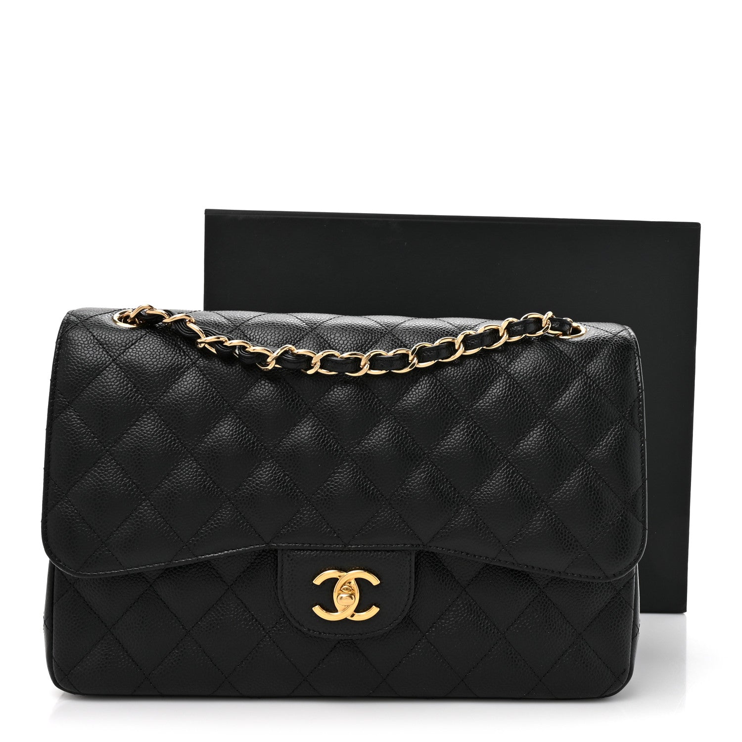Caviar Quilted Jumbo Double Flap Black