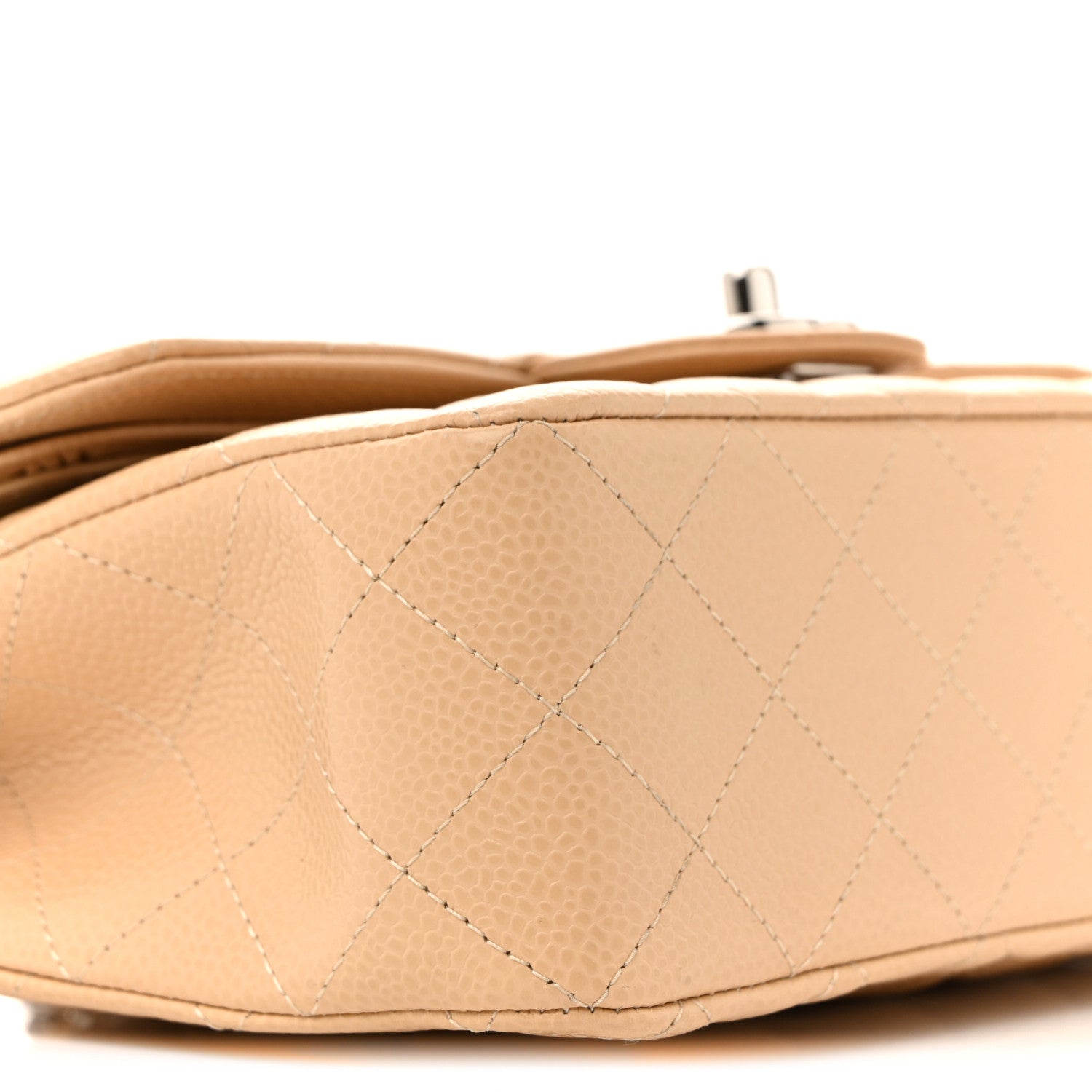Caviar Quilted Small Double Flap Beige