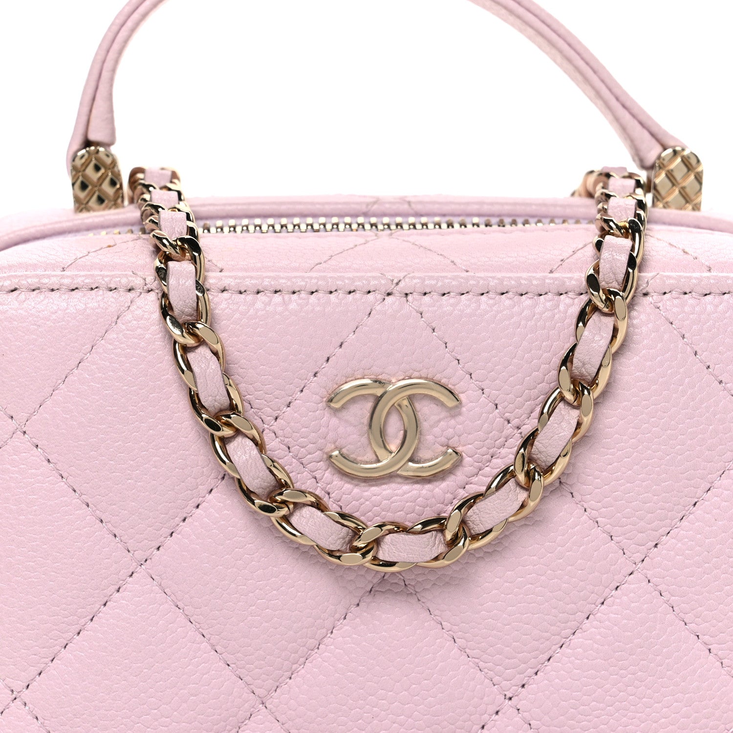 Caviar Quilted Top Handle Vanity Case Pink