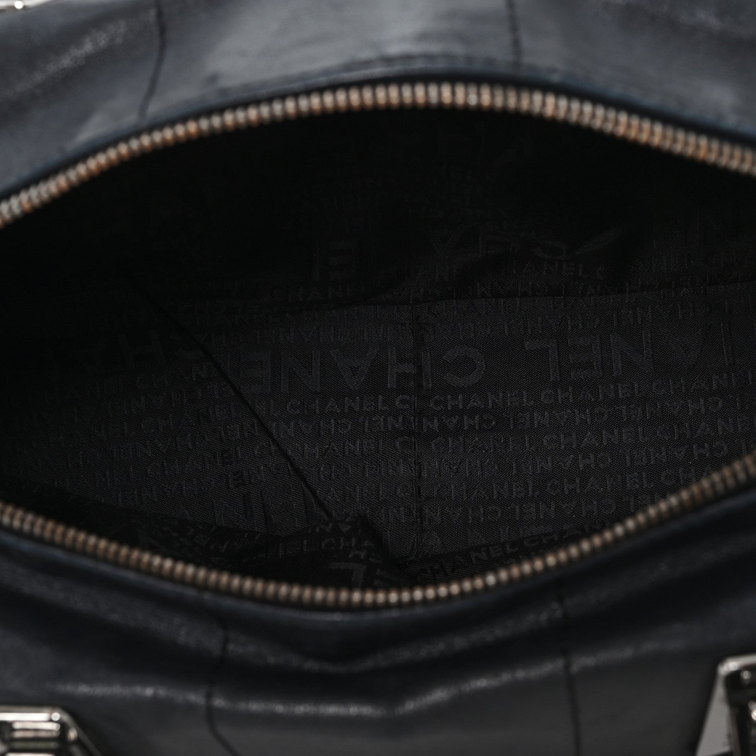 Lambskin Square Stitched Large Tote  Black