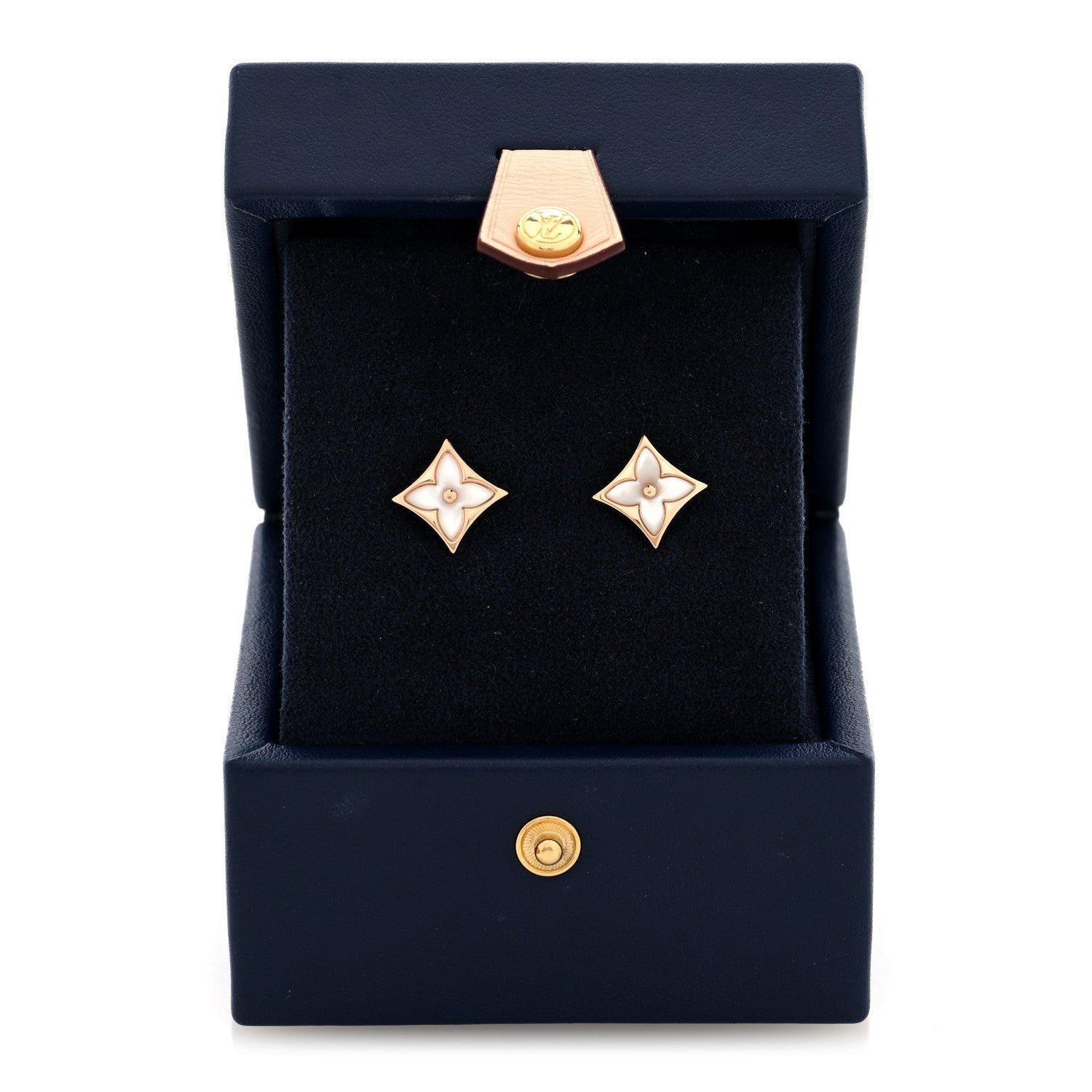 18K Pink Gold Mother of Pearl Color Blossom Star Stud Earrings