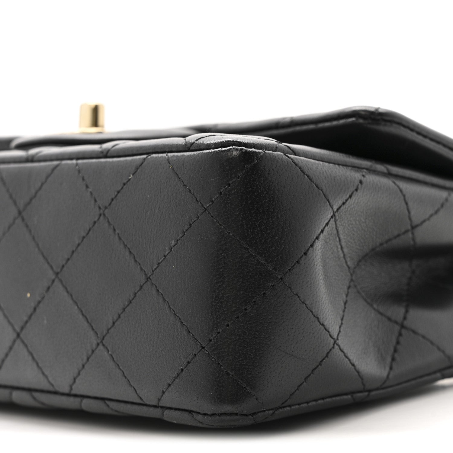 Lambskin Quilted Mini Rectangular Flap Black