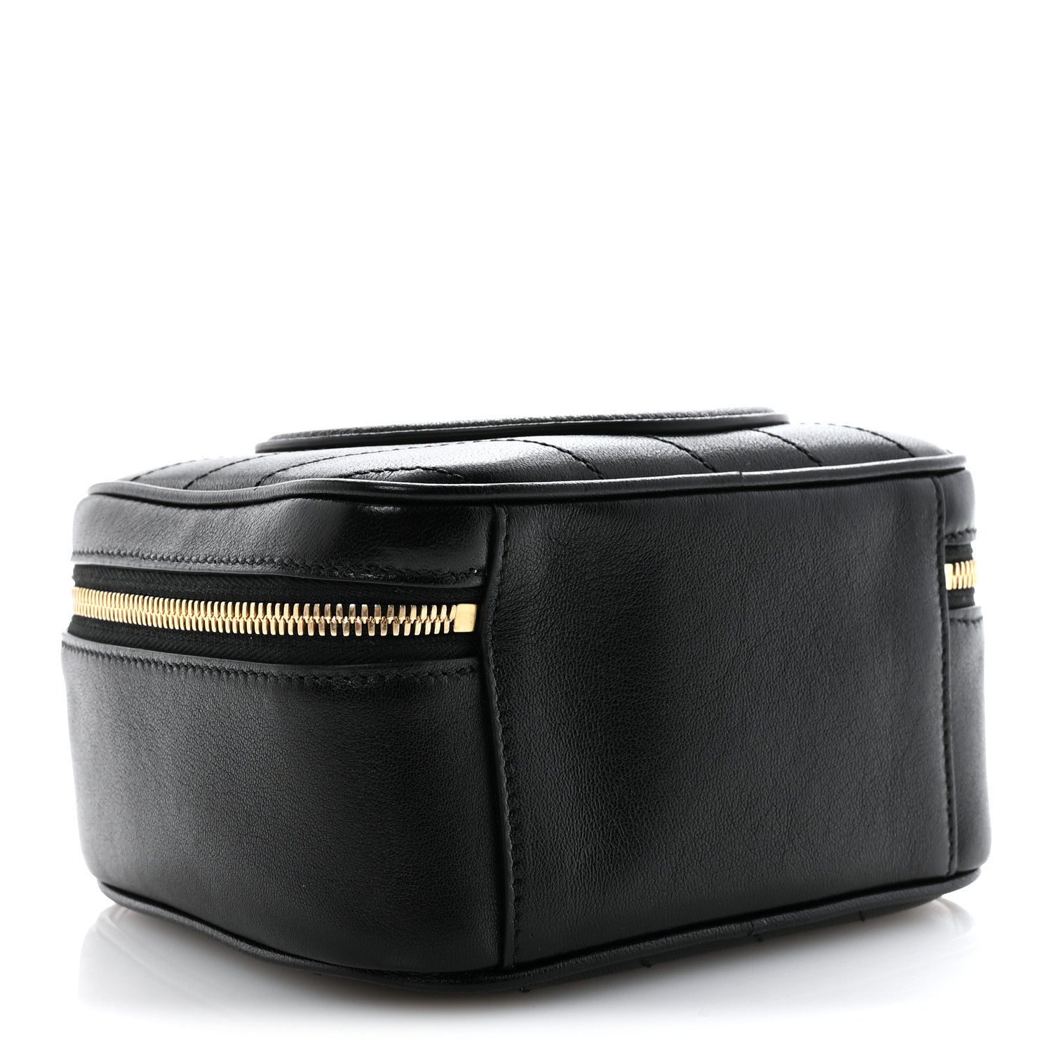 Sakai Be Green Calfskin Diagonal Stitched Blondie Top Handle Bag Black